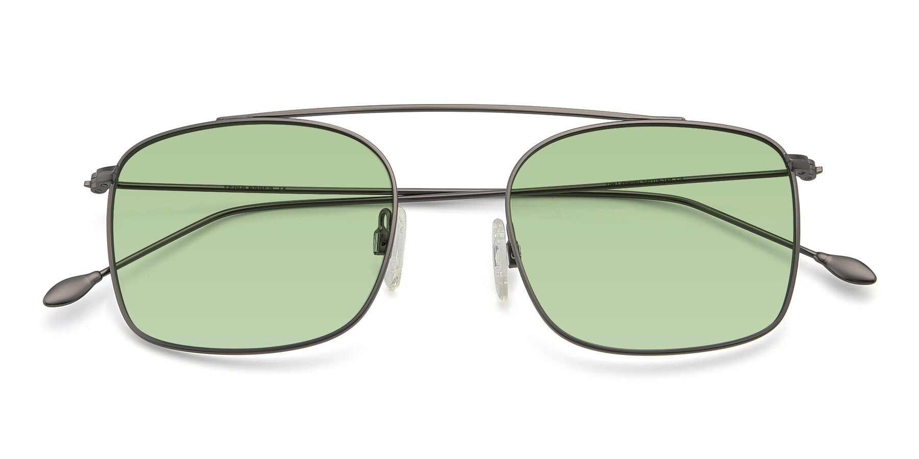 Folded Front of The Librarian in Gunmetal with Medium Green Tinted Lenses
