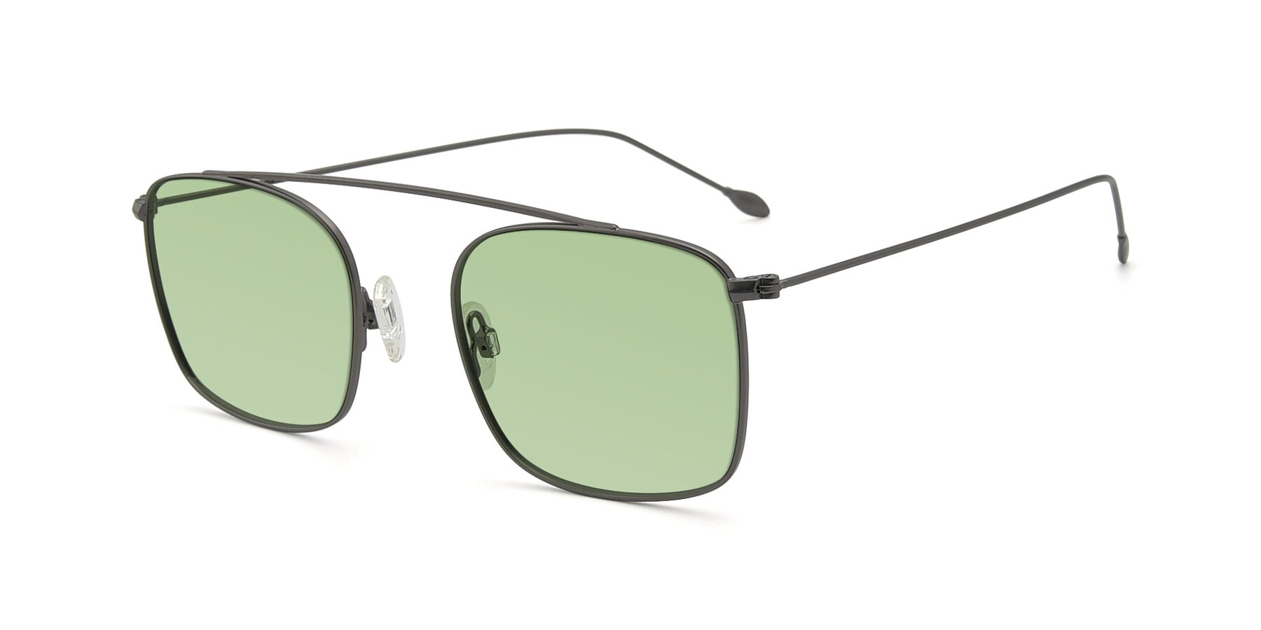 Angle of The Librarian in Gunmetal with Medium Green Tinted Lenses
