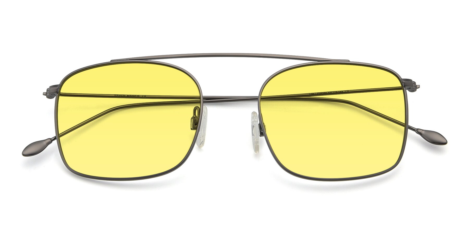 Folded Front of The Librarian in Gunmetal with Medium Yellow Tinted Lenses