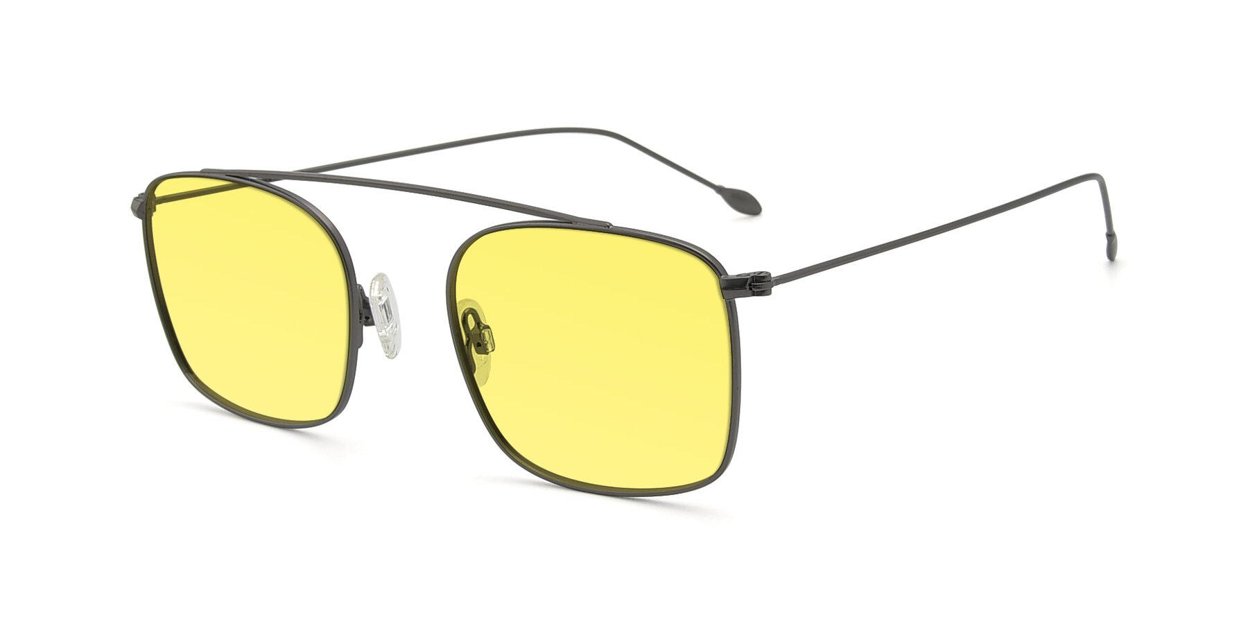 Angle of The Librarian in Gunmetal with Medium Yellow Tinted Lenses