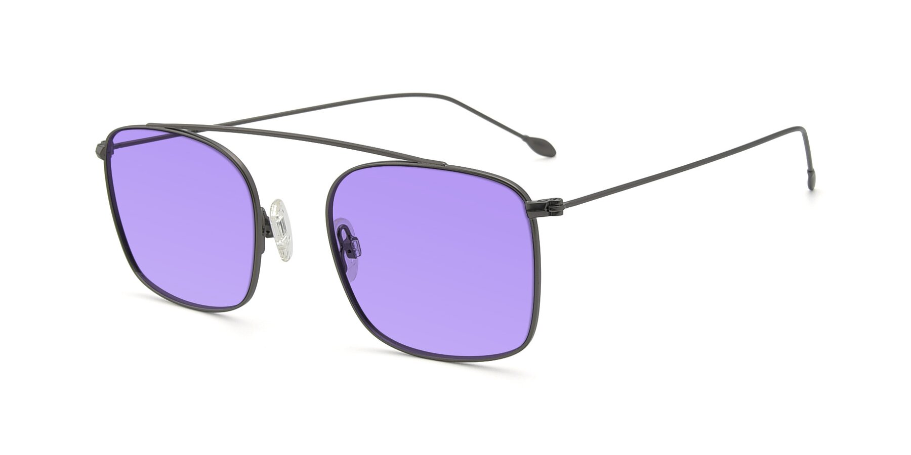 Angle of The Librarian in Gunmetal with Medium Purple Tinted Lenses