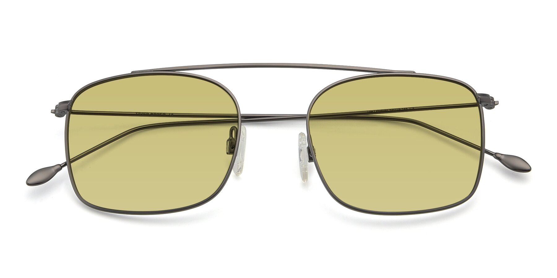 Folded Front of The Librarian in Gunmetal with Medium Champagne Tinted Lenses