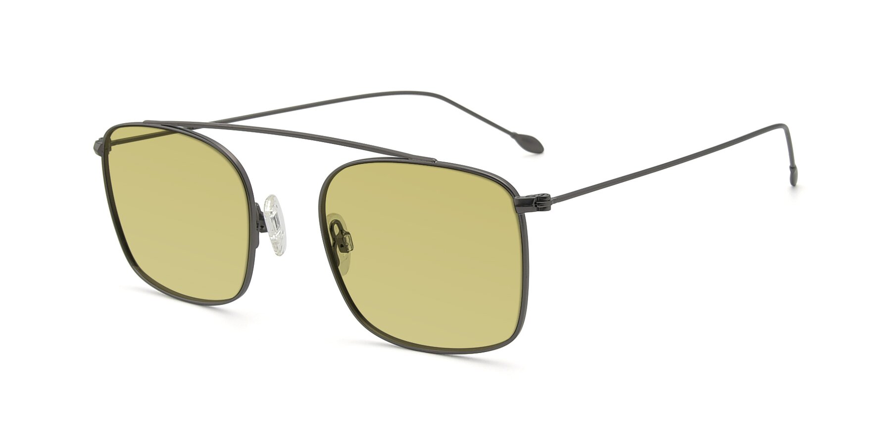 Angle of The Librarian in Gunmetal with Medium Champagne Tinted Lenses