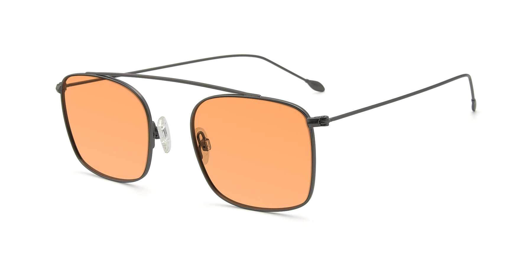 Angle of The Librarian in Gunmetal with Medium Orange Tinted Lenses