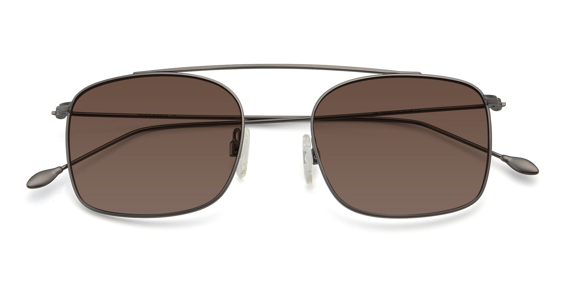 Folded Front of The Librarian in Gunmetal with Brown Tinted Lenses