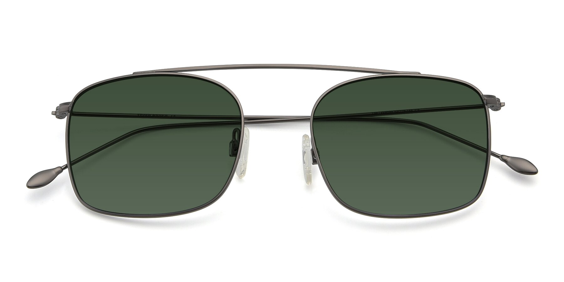 Folded Front of The Librarian in Gunmetal with Green Tinted Lenses
