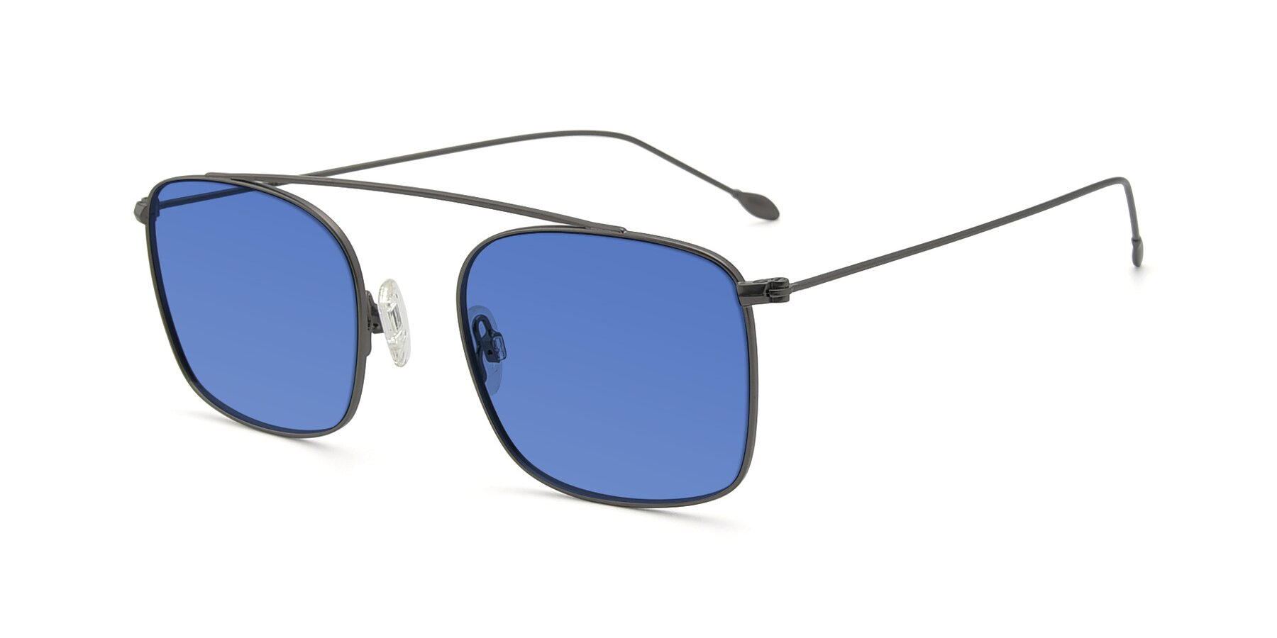 Angle of The Librarian in Gunmetal with Blue Tinted Lenses