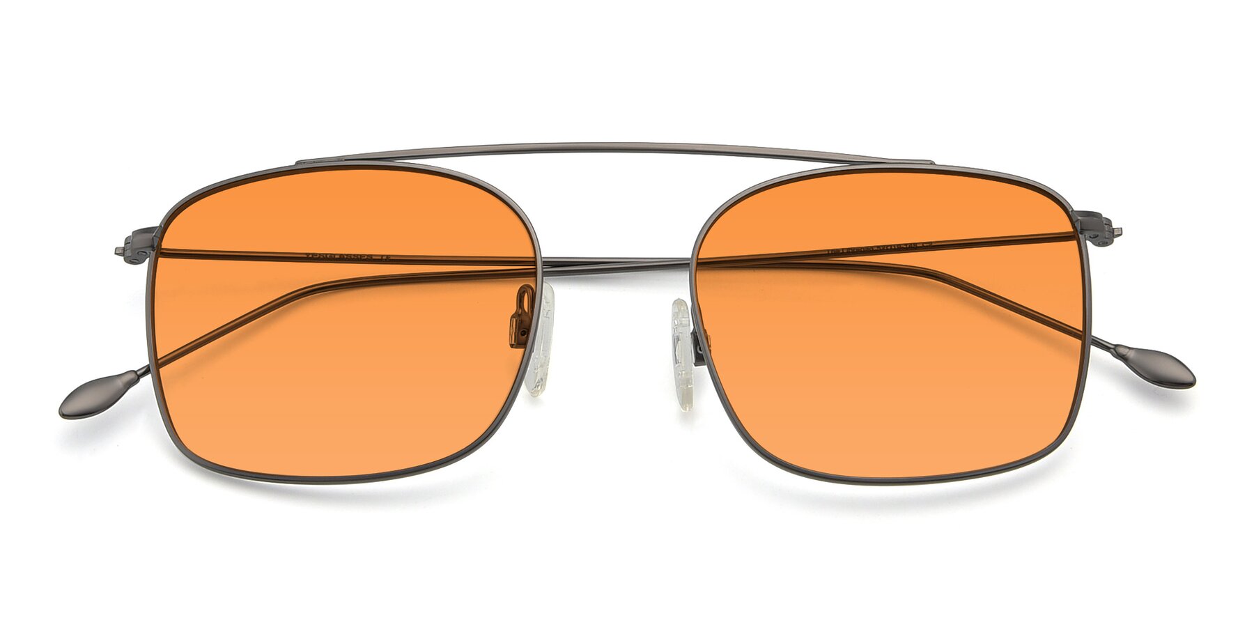 Folded Front of The Librarian in Gunmetal with Orange Tinted Lenses