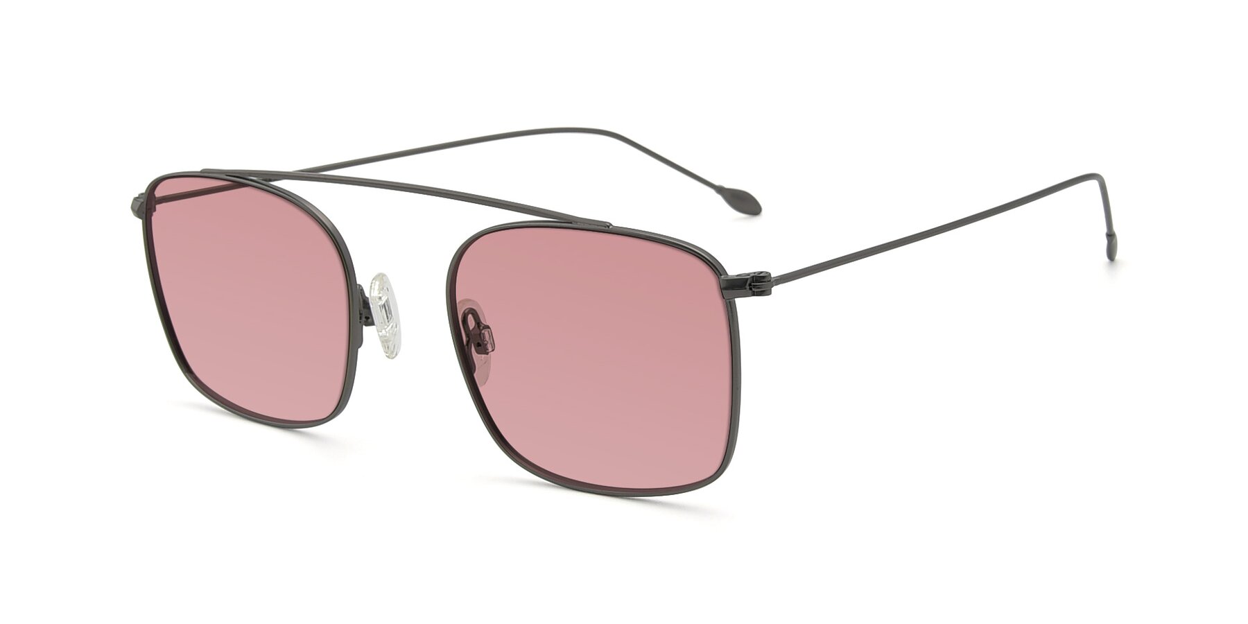 Angle of The Librarian in Gunmetal with Medium Garnet Tinted Lenses