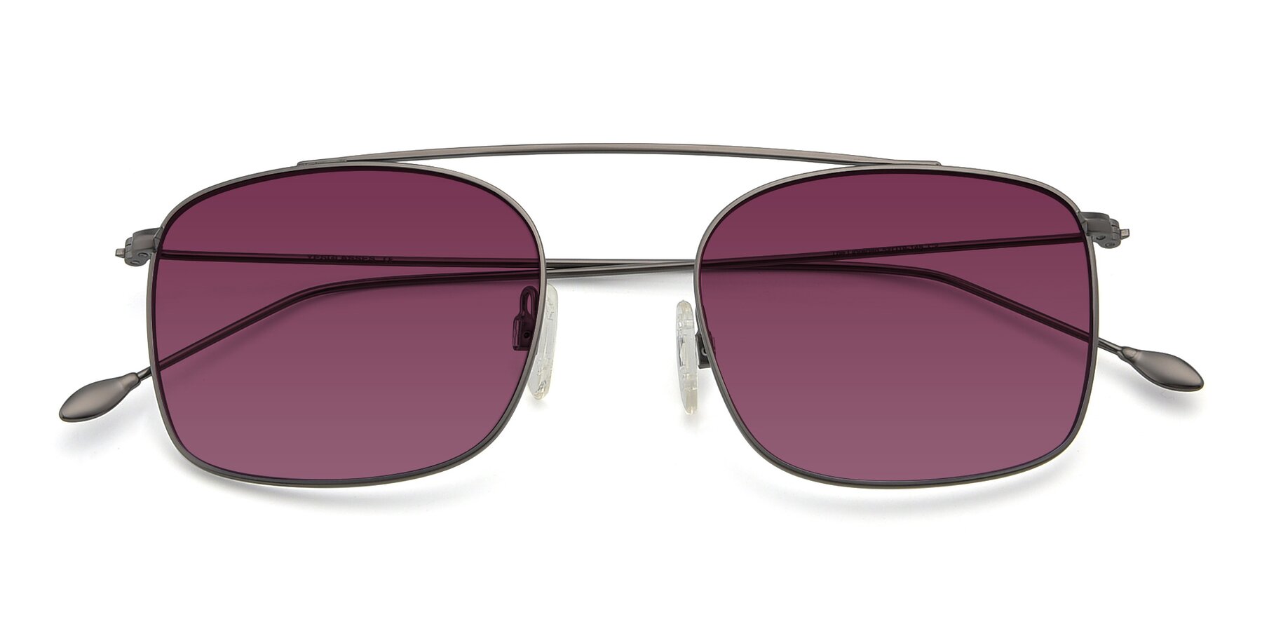 Folded Front of The Librarian in Gunmetal with Wine Tinted Lenses