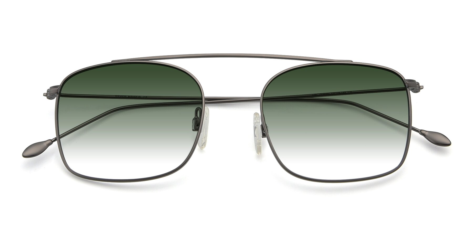 Folded Front of The Librarian in Gunmetal with Green Gradient Lenses