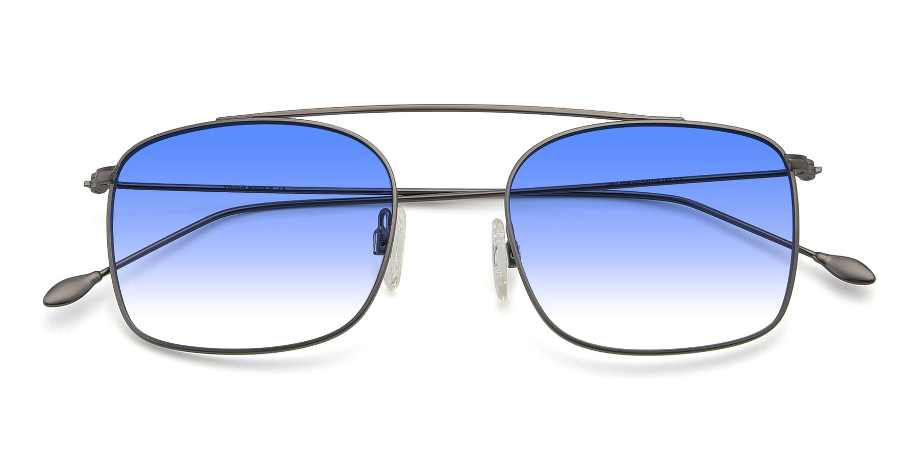Folded Front of The Librarian in Gunmetal with Blue Gradient Lenses