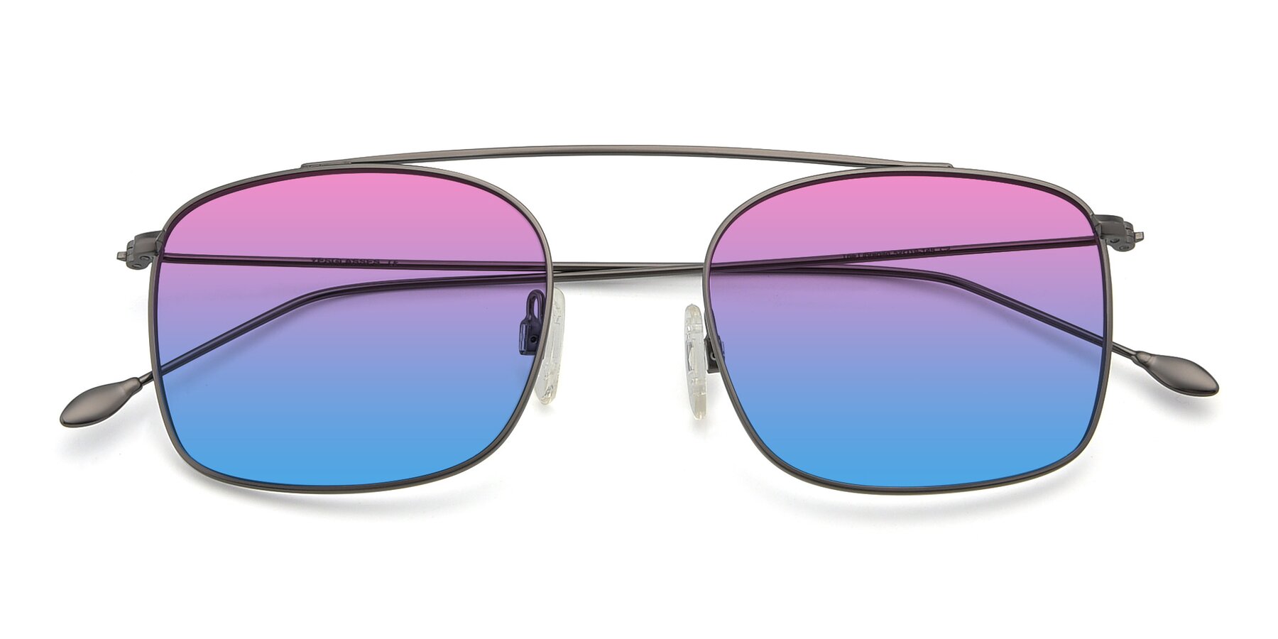 Folded Front of The Librarian in Gunmetal with Pink / Blue Gradient Lenses