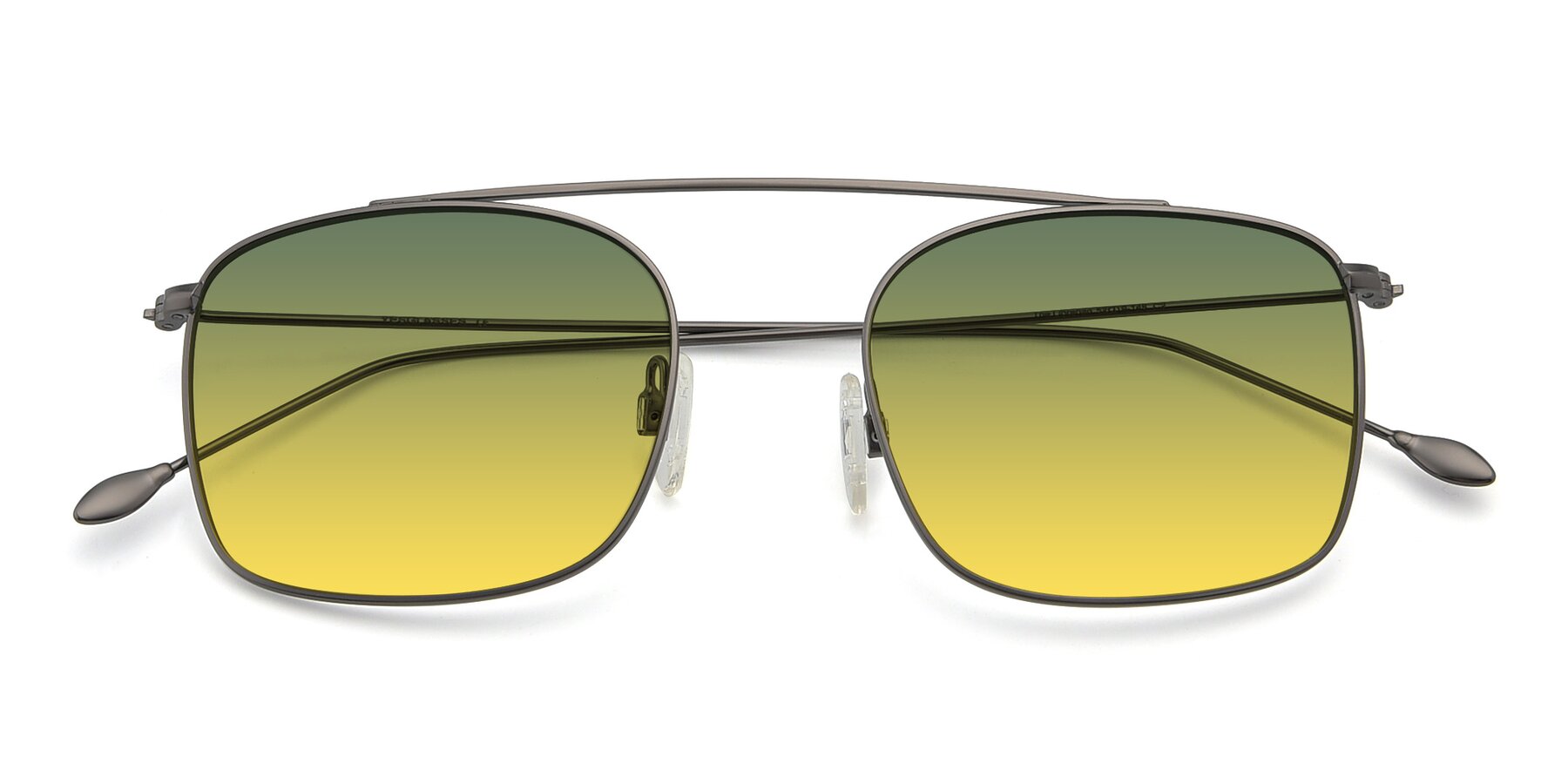 Folded Front of The Librarian in Gunmetal with Green / Yellow Gradient Lenses