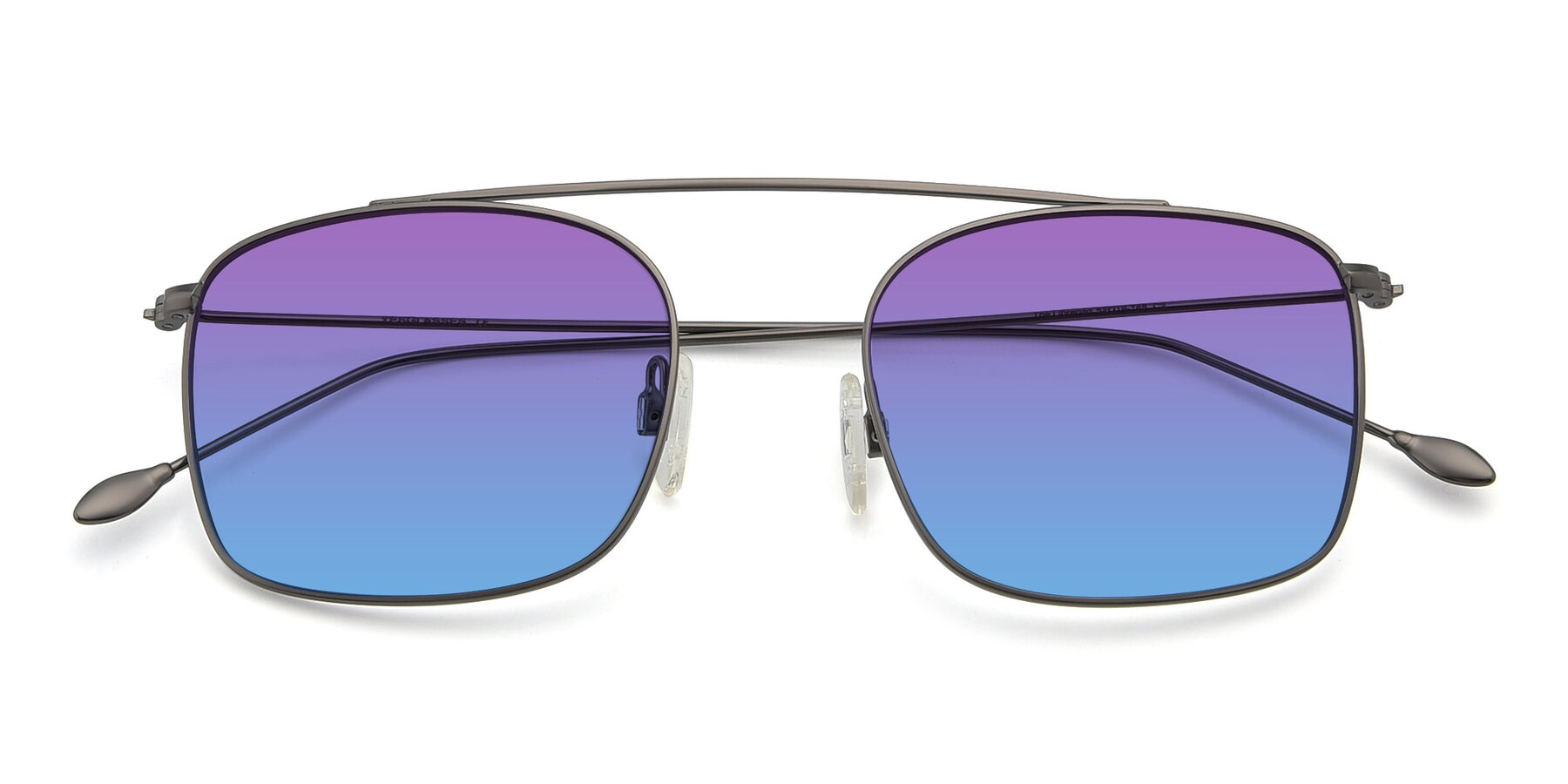 Folded Front of The Librarian in Gunmetal with Purple / Blue Gradient Lenses