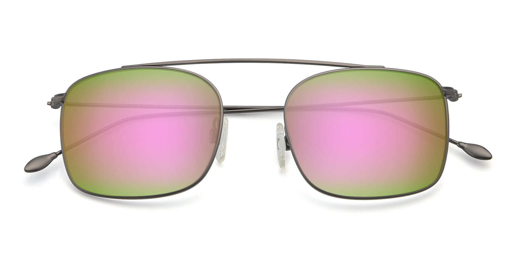 Folded Front of The Librarian in Gunmetal with Pink Mirrored Lenses