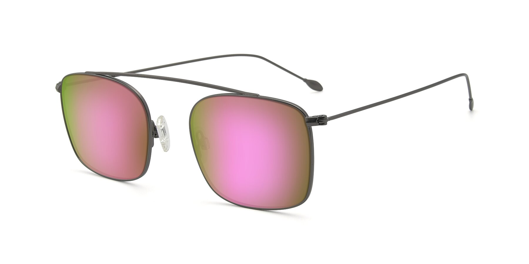 Angle of The Librarian in Gunmetal with Pink Mirrored Lenses