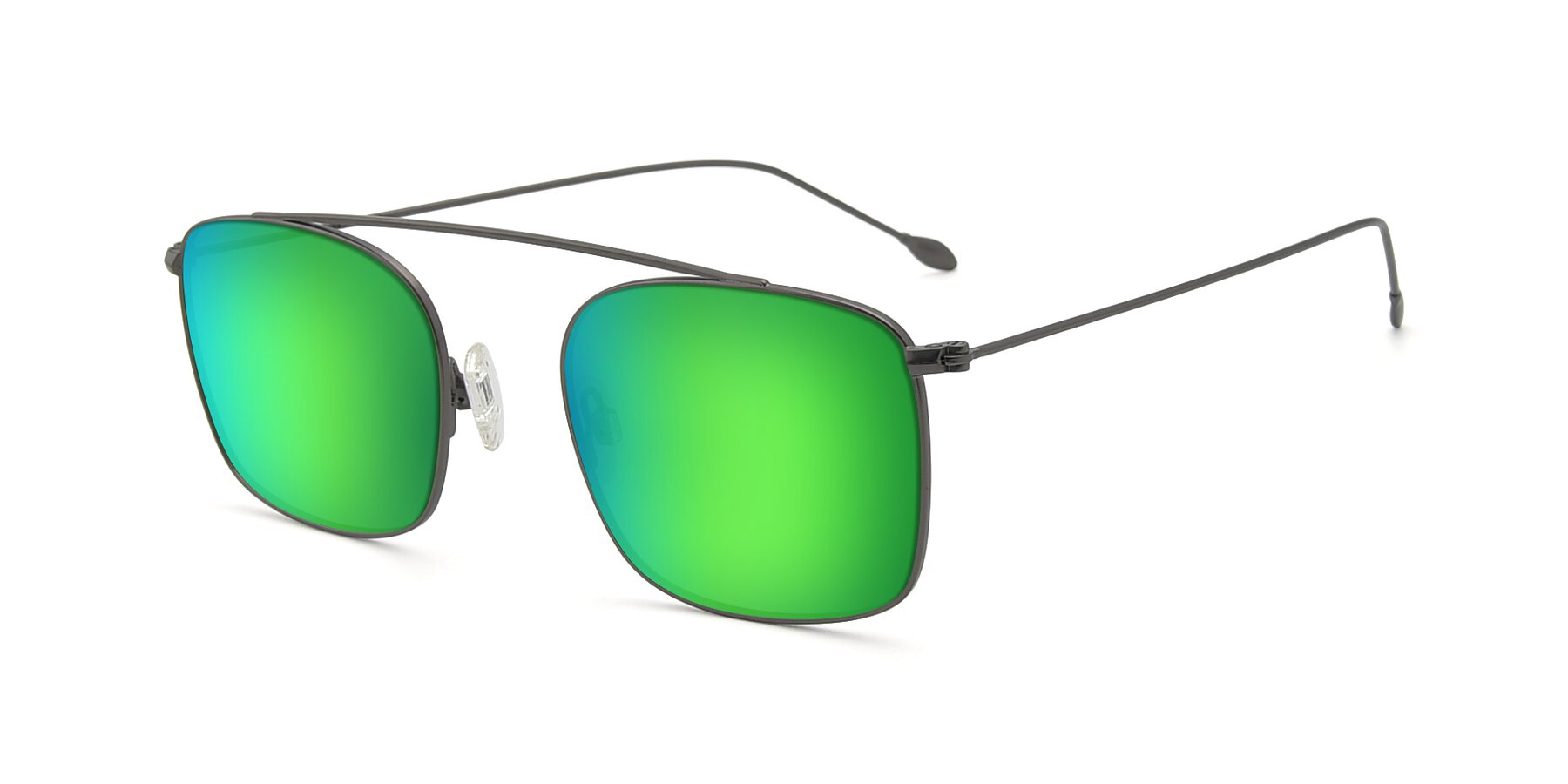 Angle of The Librarian in Gunmetal with Green Mirrored Lenses