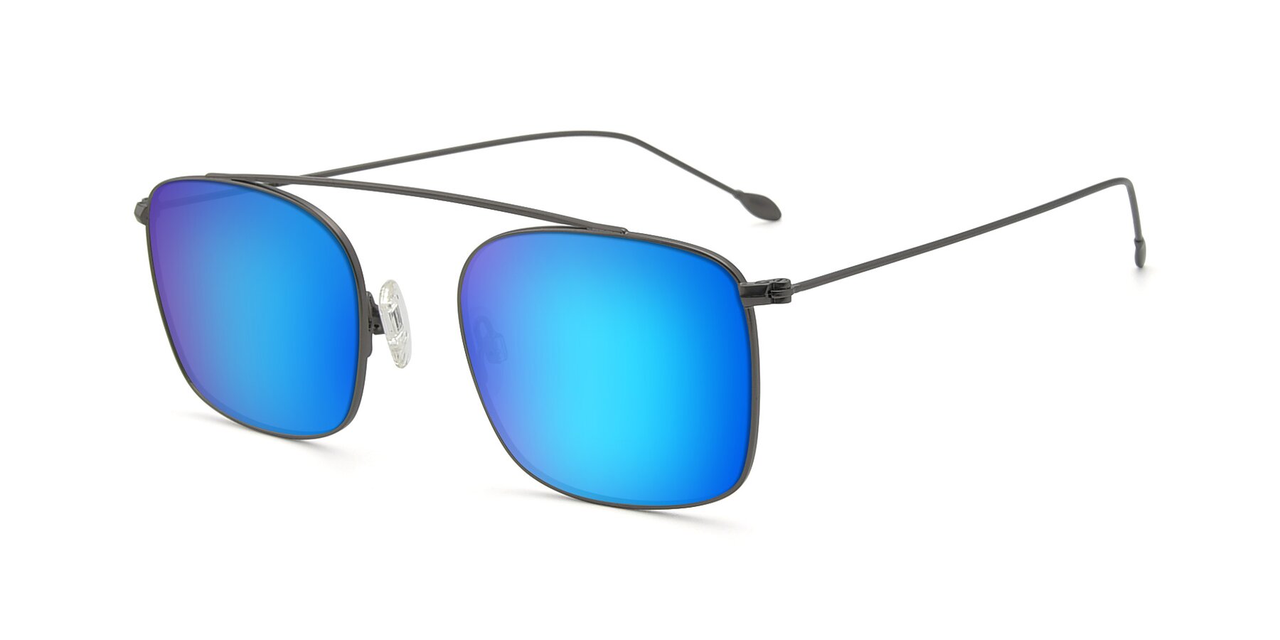 Angle of The Librarian in Gunmetal with Blue Mirrored Lenses