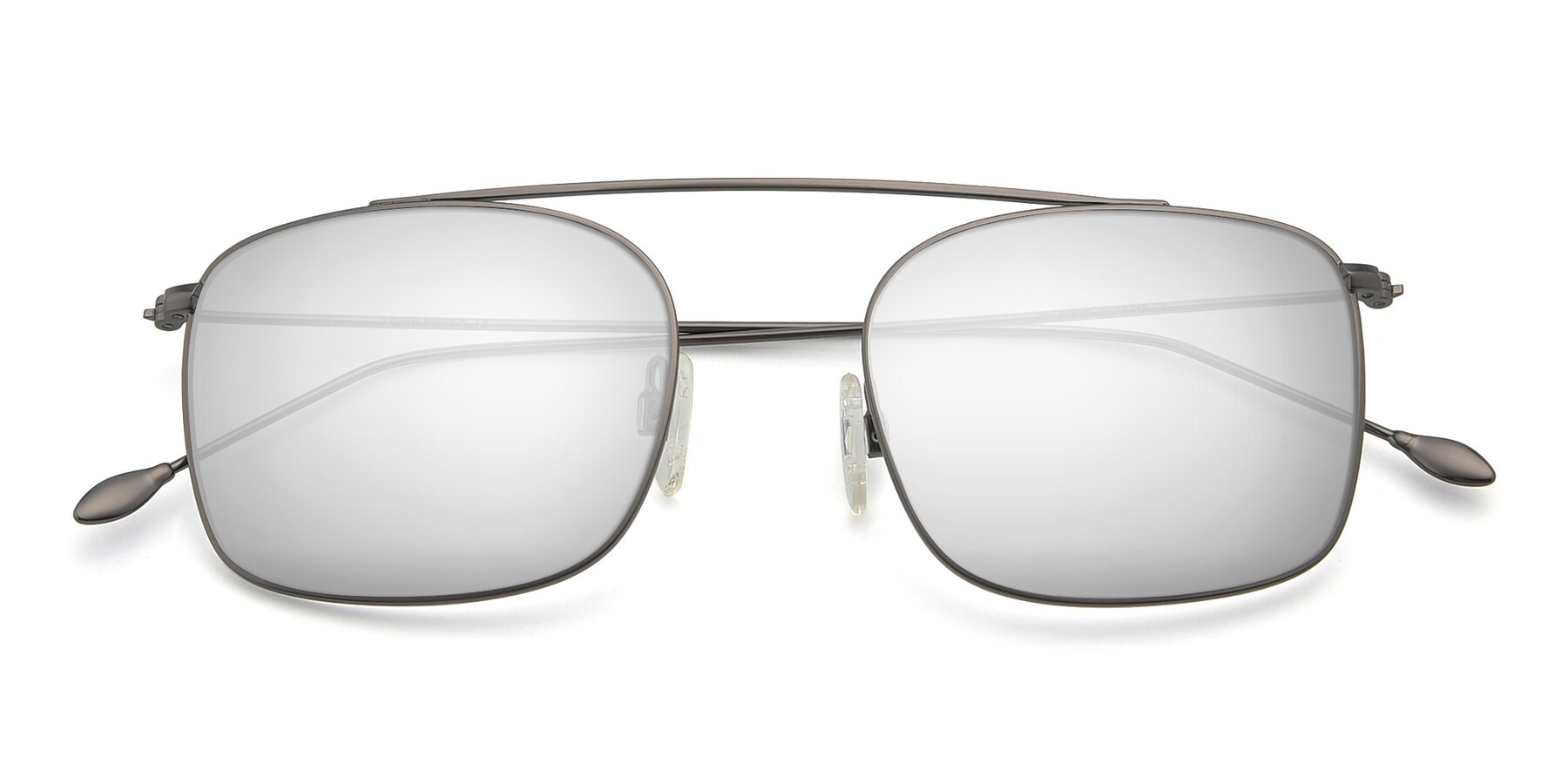 Folded Front of The Librarian in Gunmetal with Silver Mirrored Lenses