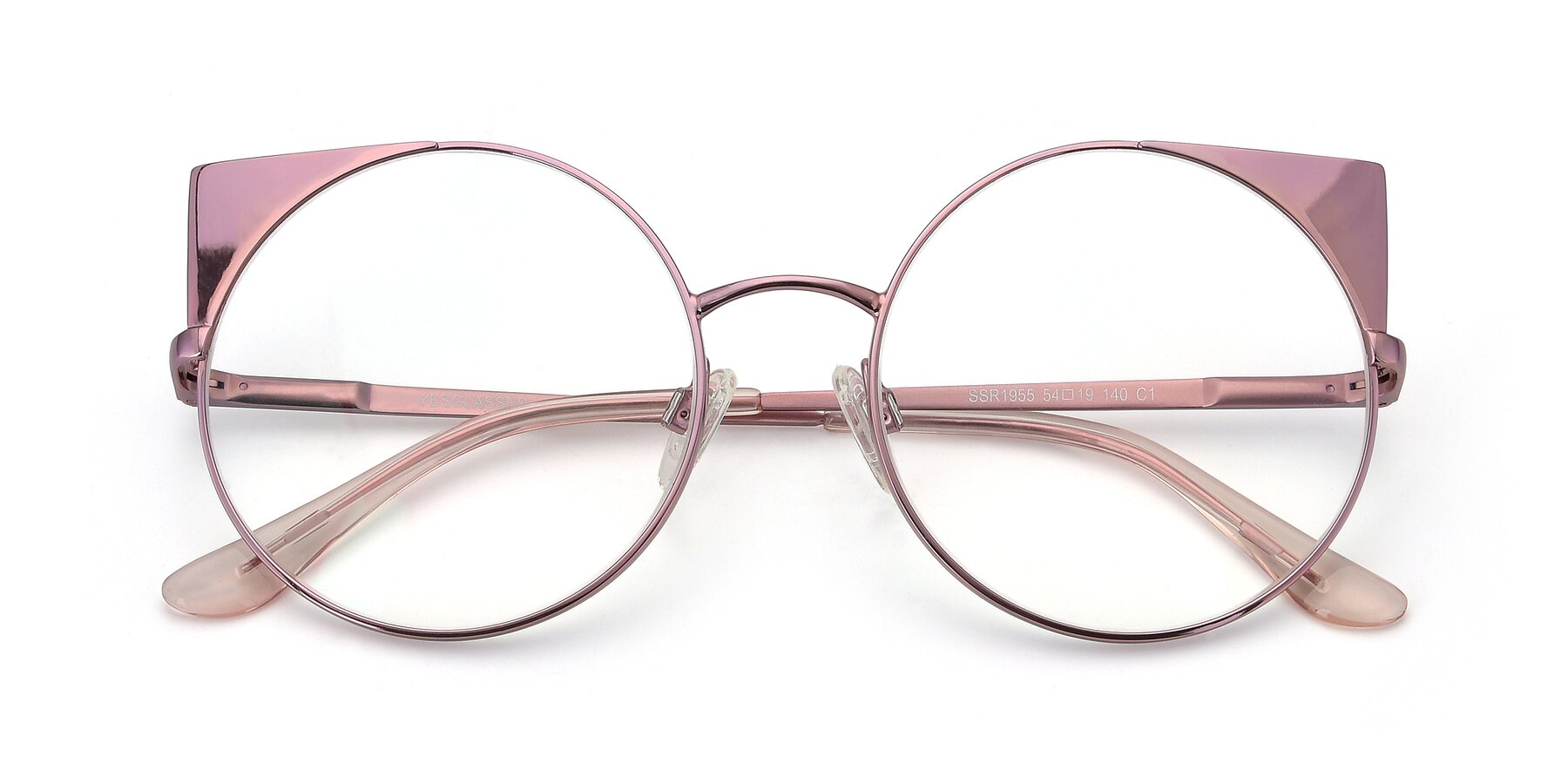Folded Front of SSR1955 in Pink with Clear Blue Light Blocking Lenses