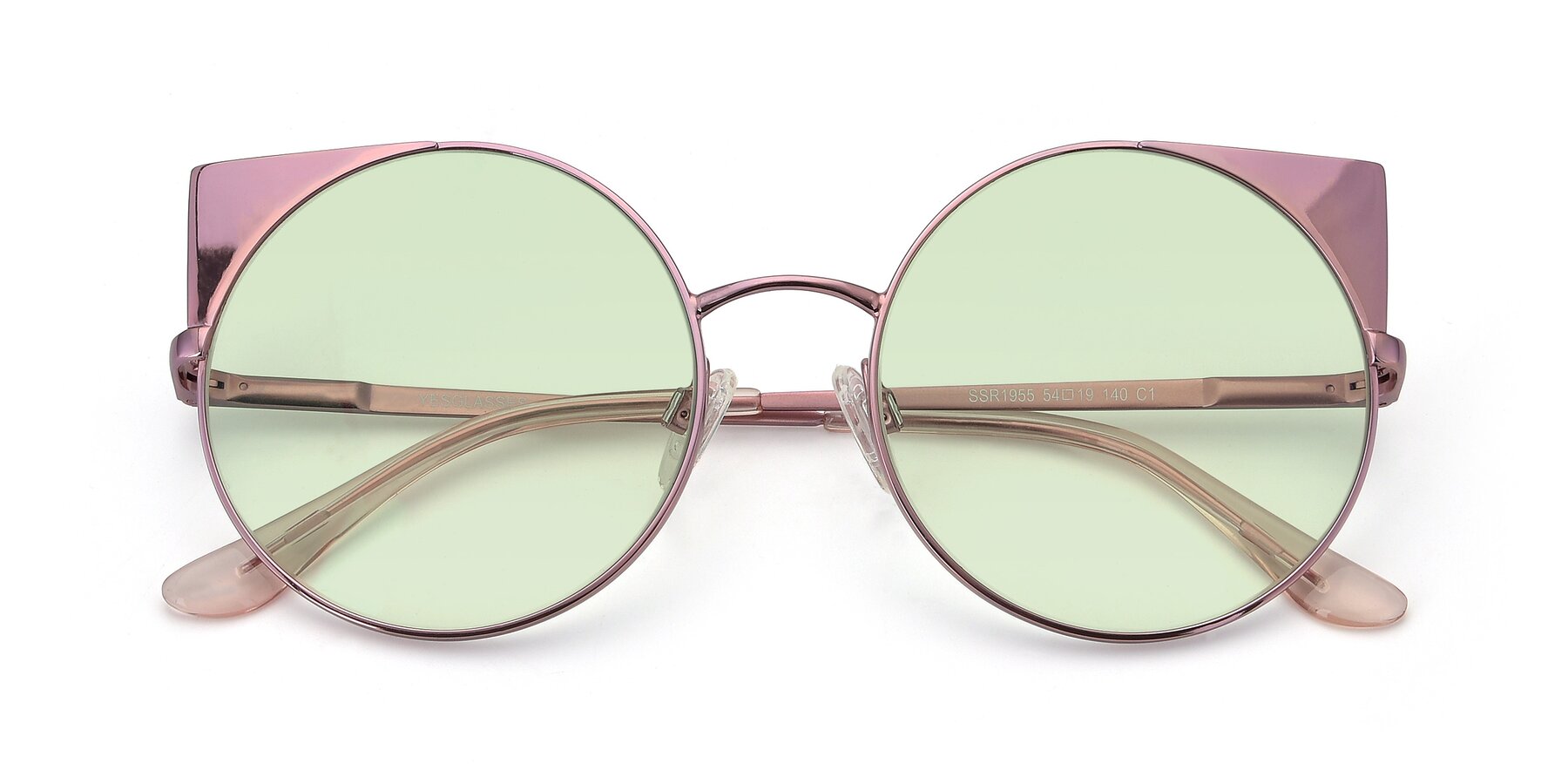 Folded Front of SSR1955 in Pink with Light Green Tinted Lenses