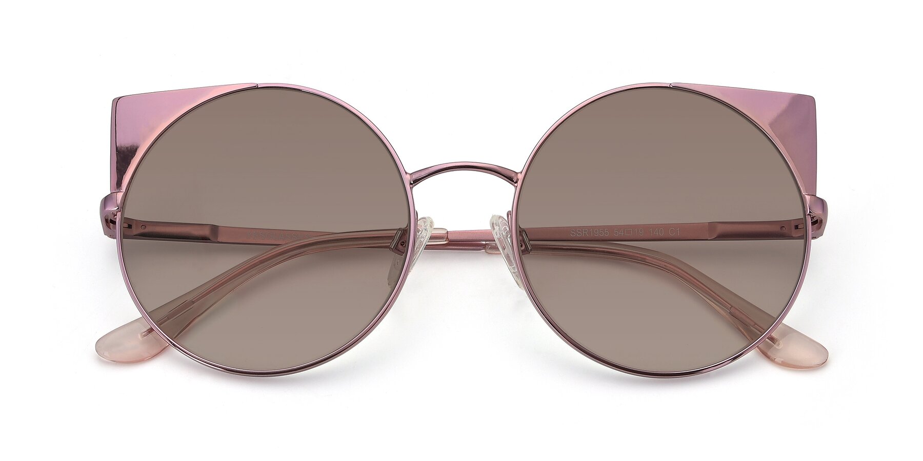 Folded Front of SSR1955 in Pink with Medium Brown Tinted Lenses