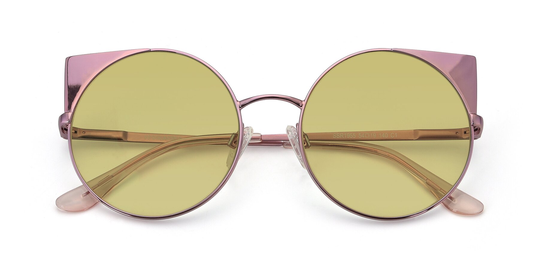 Folded Front of SSR1955 in Pink with Medium Champagne Tinted Lenses