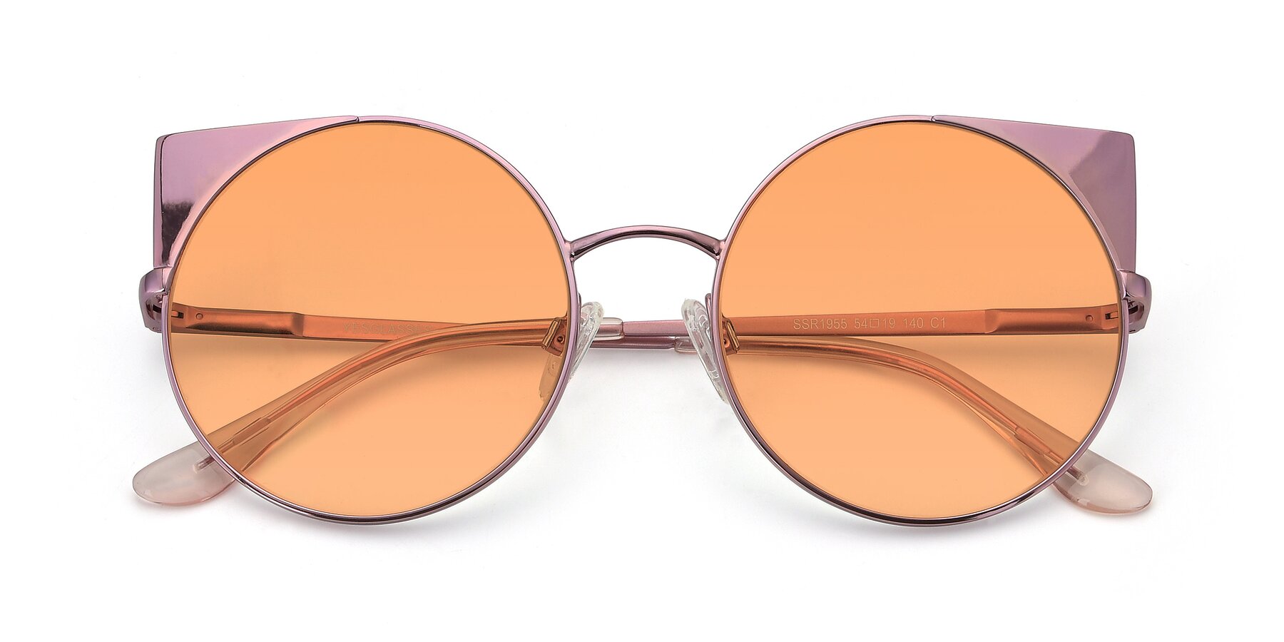 Folded Front of SSR1955 in Pink with Medium Orange Tinted Lenses