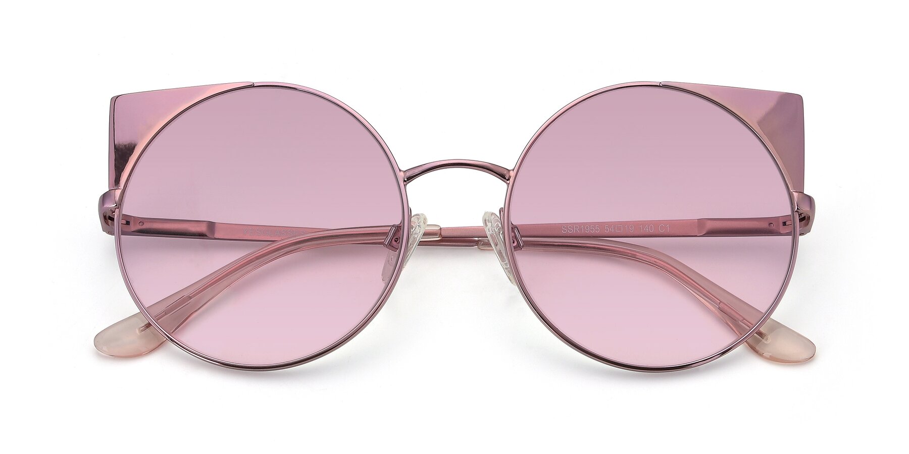 Folded Front of SSR1955 in Pink with Light Wine Tinted Lenses