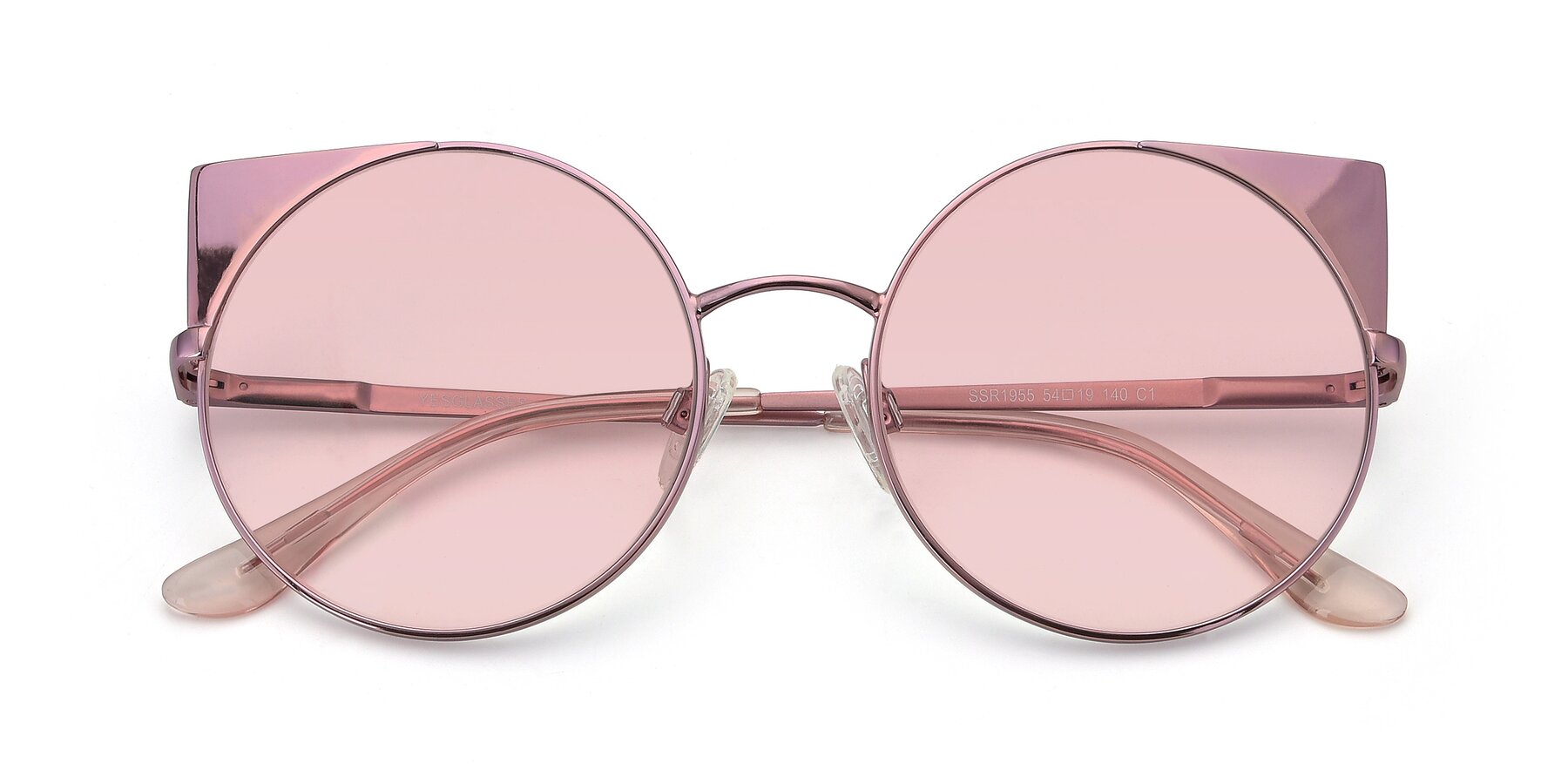 Folded Front of SSR1955 in Pink with Light Garnet Tinted Lenses