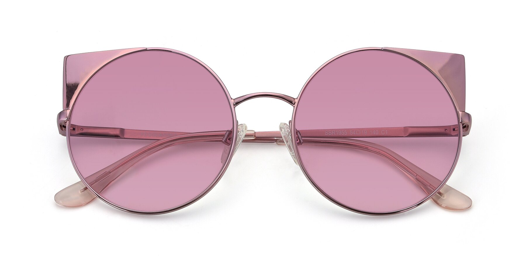 Folded Front of SSR1955 in Pink with Medium Wine Tinted Lenses