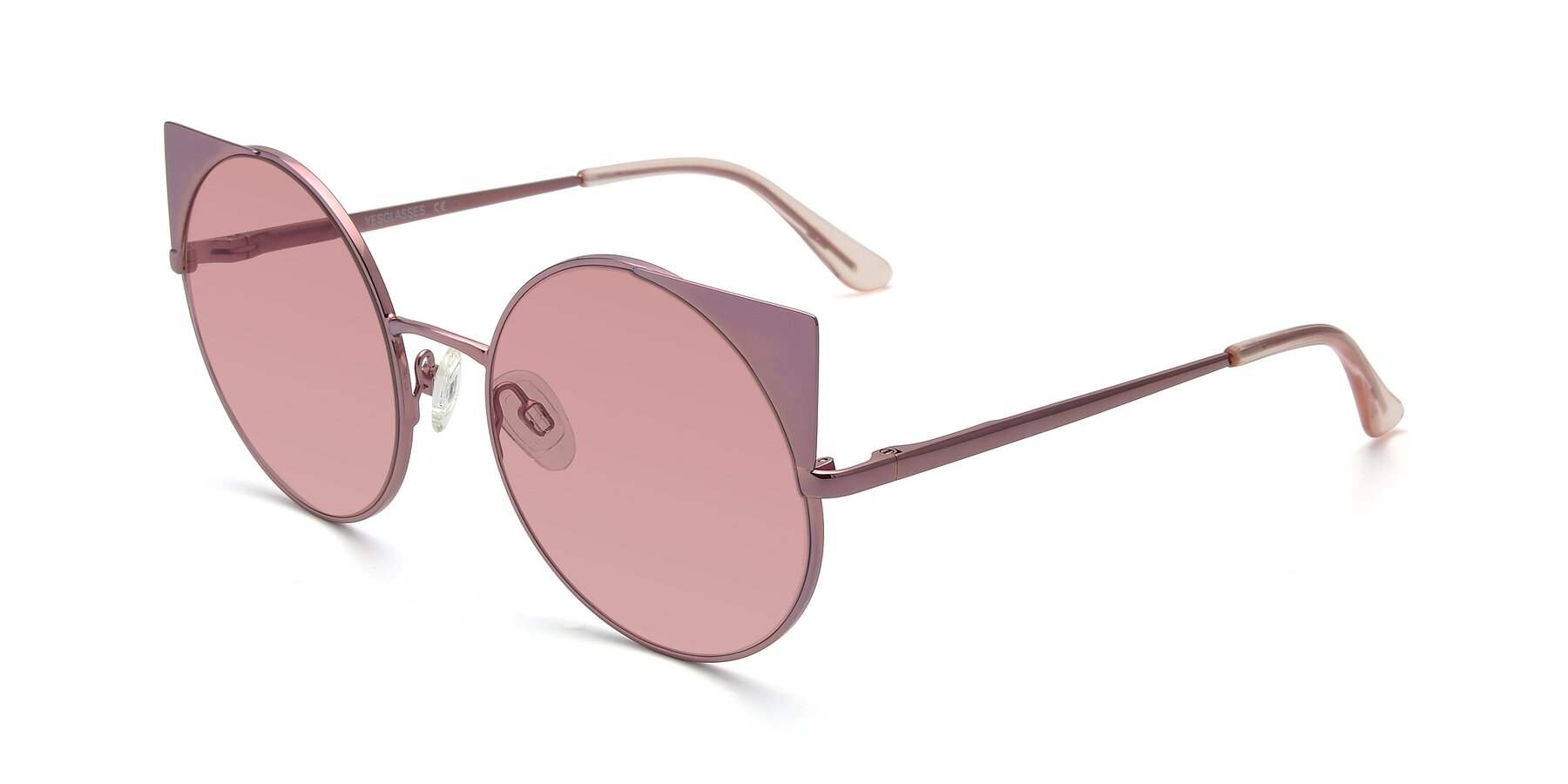 Angle of SSR1955 in Pink with Medium Garnet Tinted Lenses