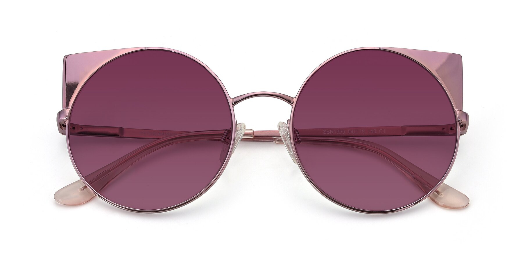 Folded Front of SSR1955 in Pink with Wine Tinted Lenses