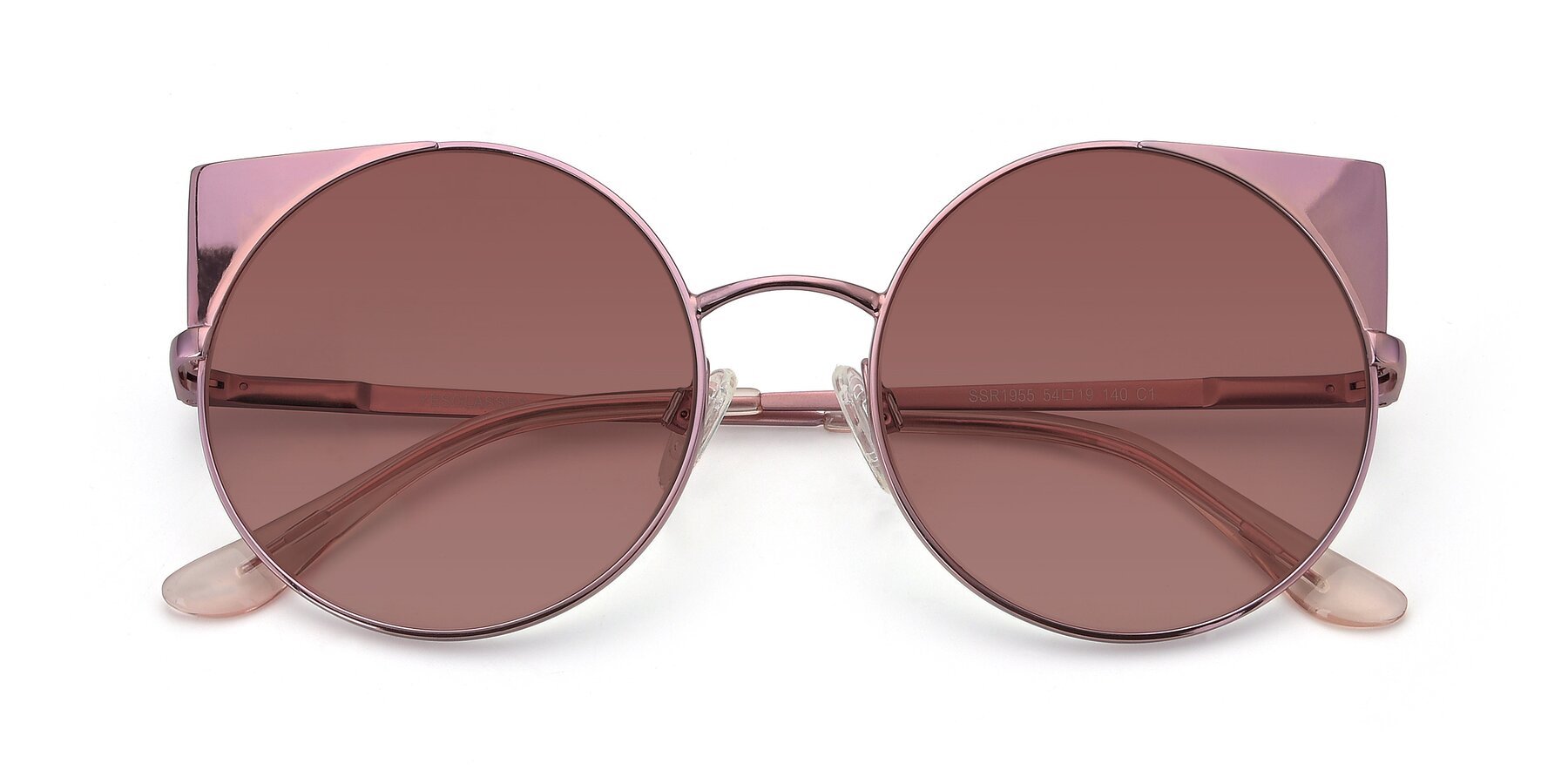 Folded Front of SSR1955 in Pink with Garnet Tinted Lenses