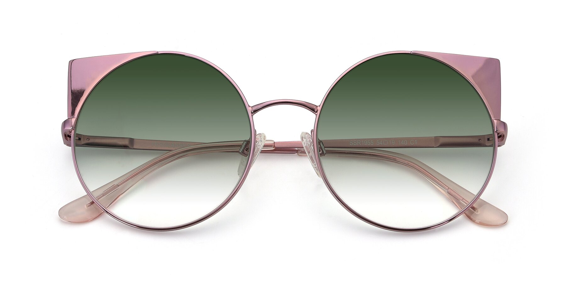 Folded Front of SSR1955 in Pink with Green Gradient Lenses