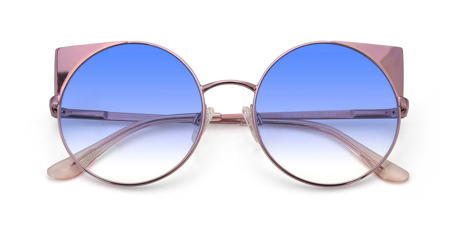 Folded Front of SSR1955 in Pink with Blue Gradient Lenses