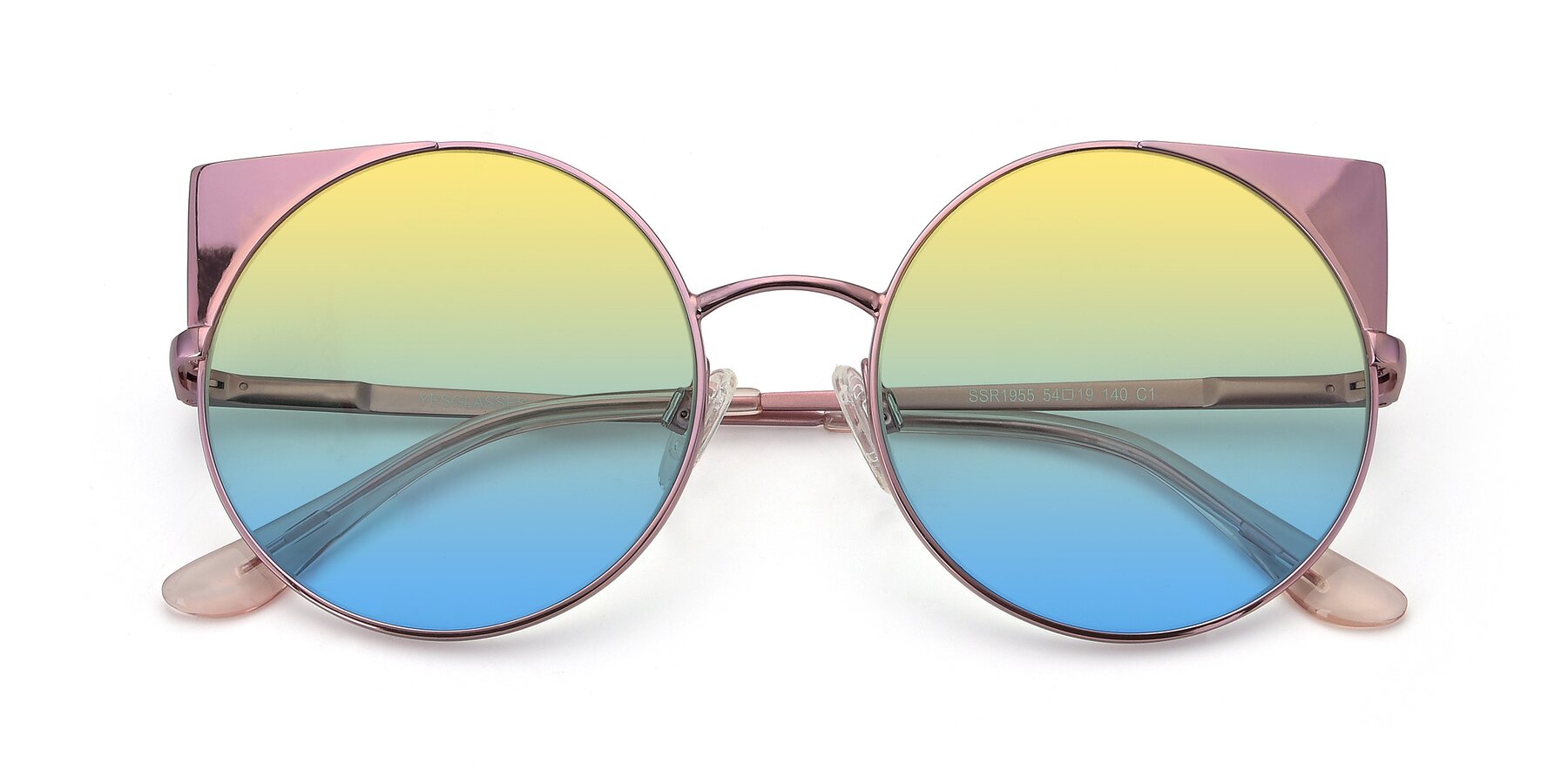 Folded Front of SSR1955 in Pink with Yellow / Blue Gradient Lenses