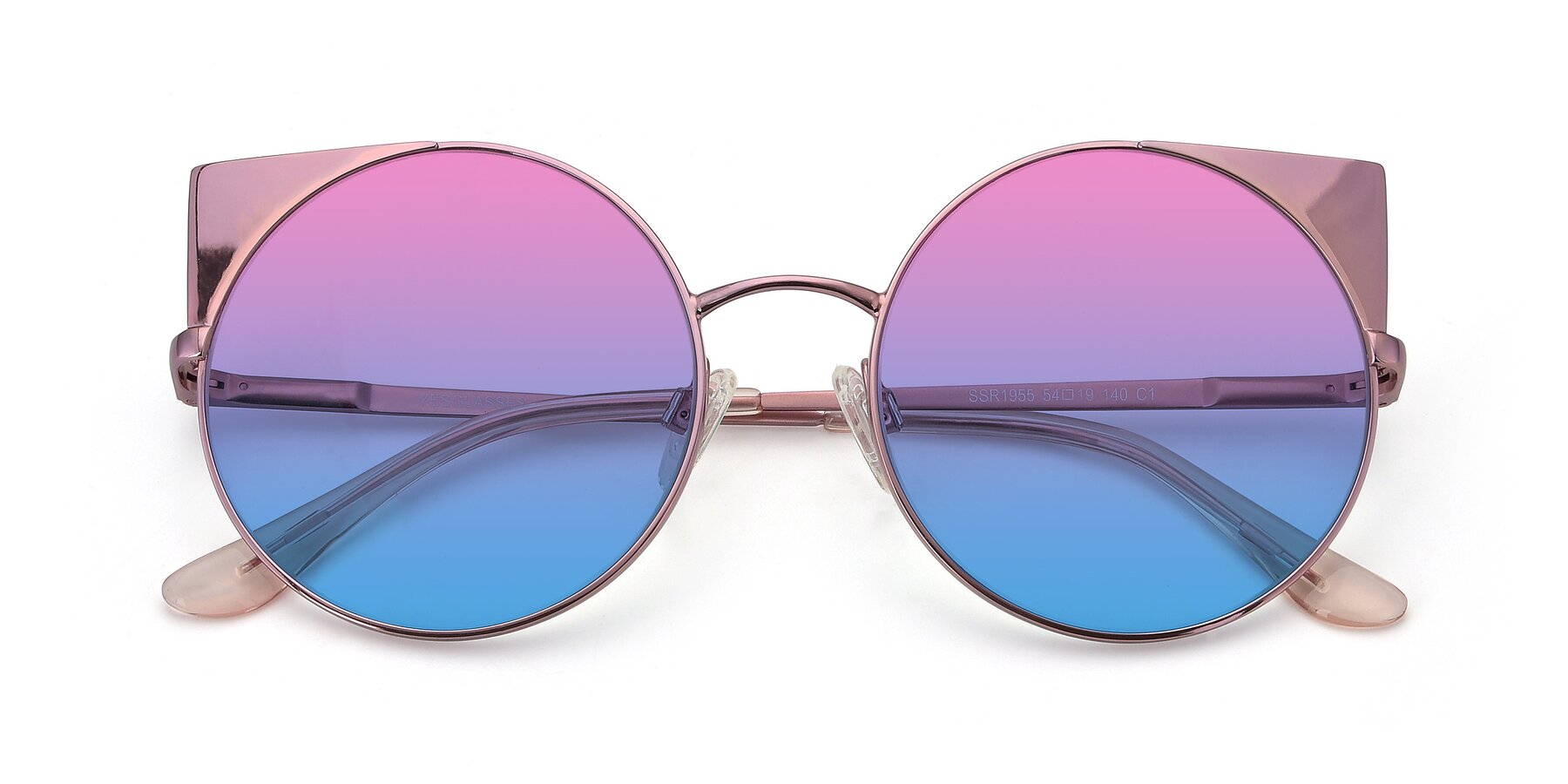 Folded Front of SSR1955 in Pink with Pink / Blue Gradient Lenses