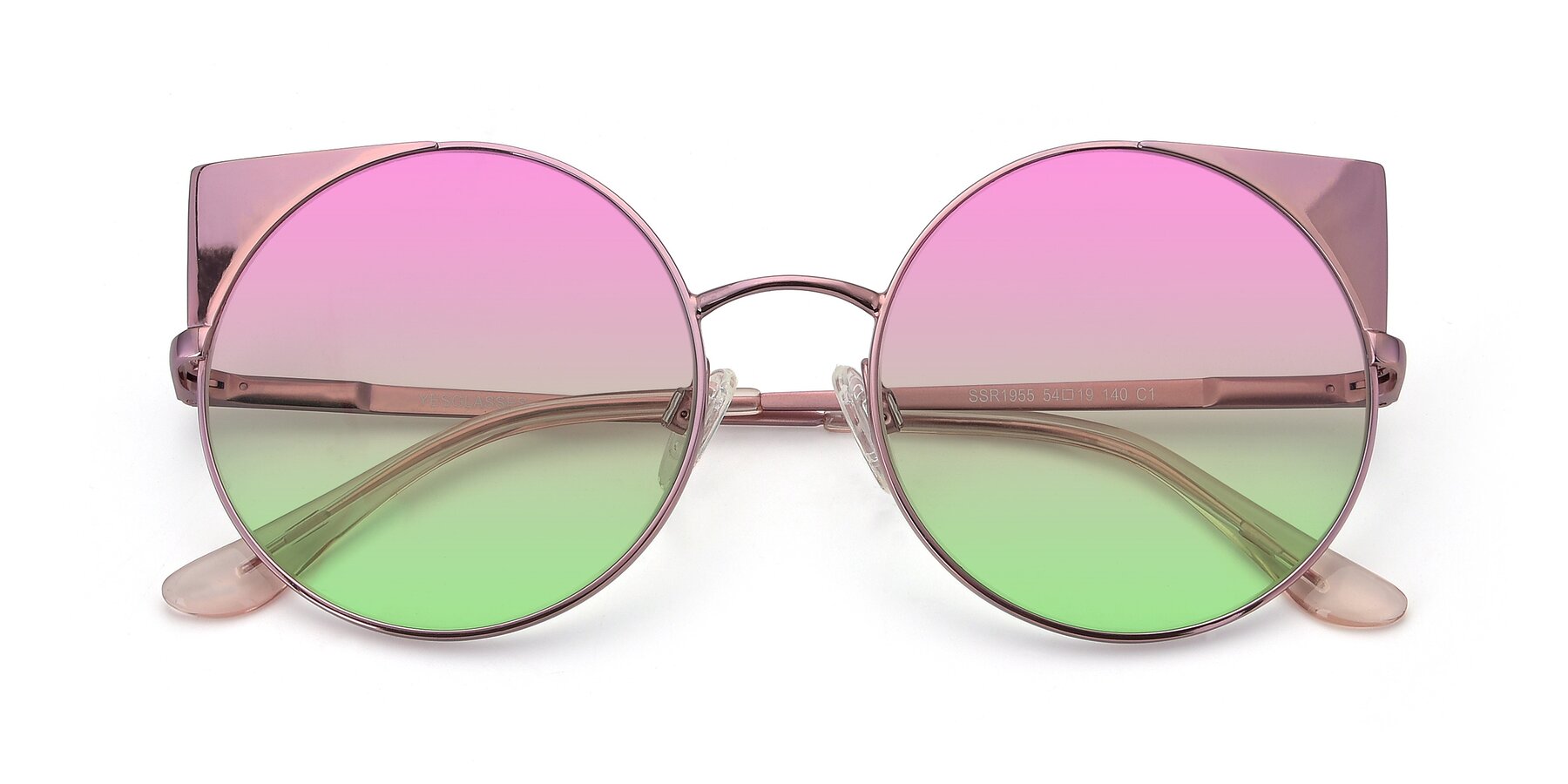 Folded Front of SSR1955 in Pink with Pink / Green Gradient Lenses