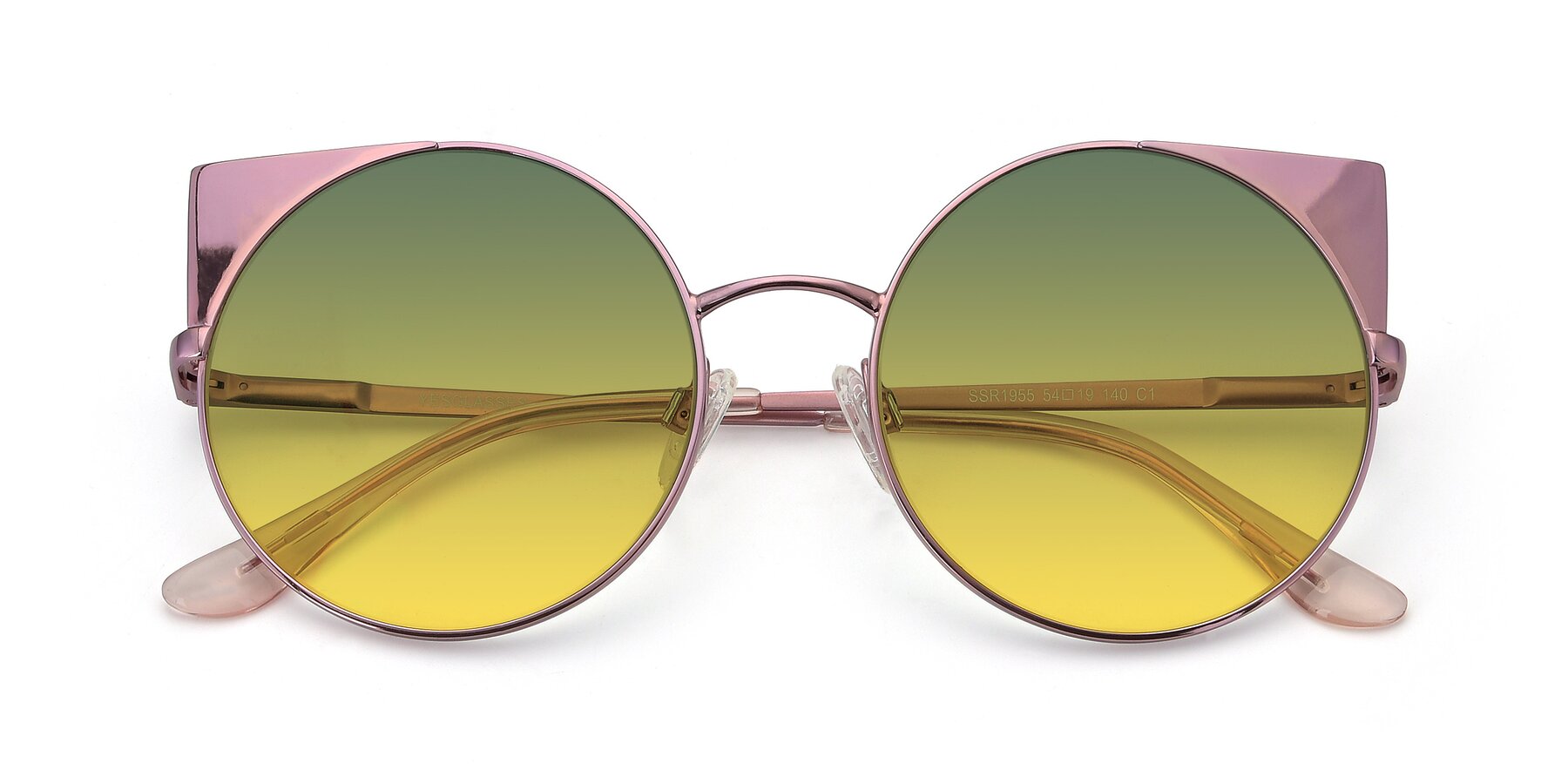 Folded Front of SSR1955 in Pink with Green / Yellow Gradient Lenses
