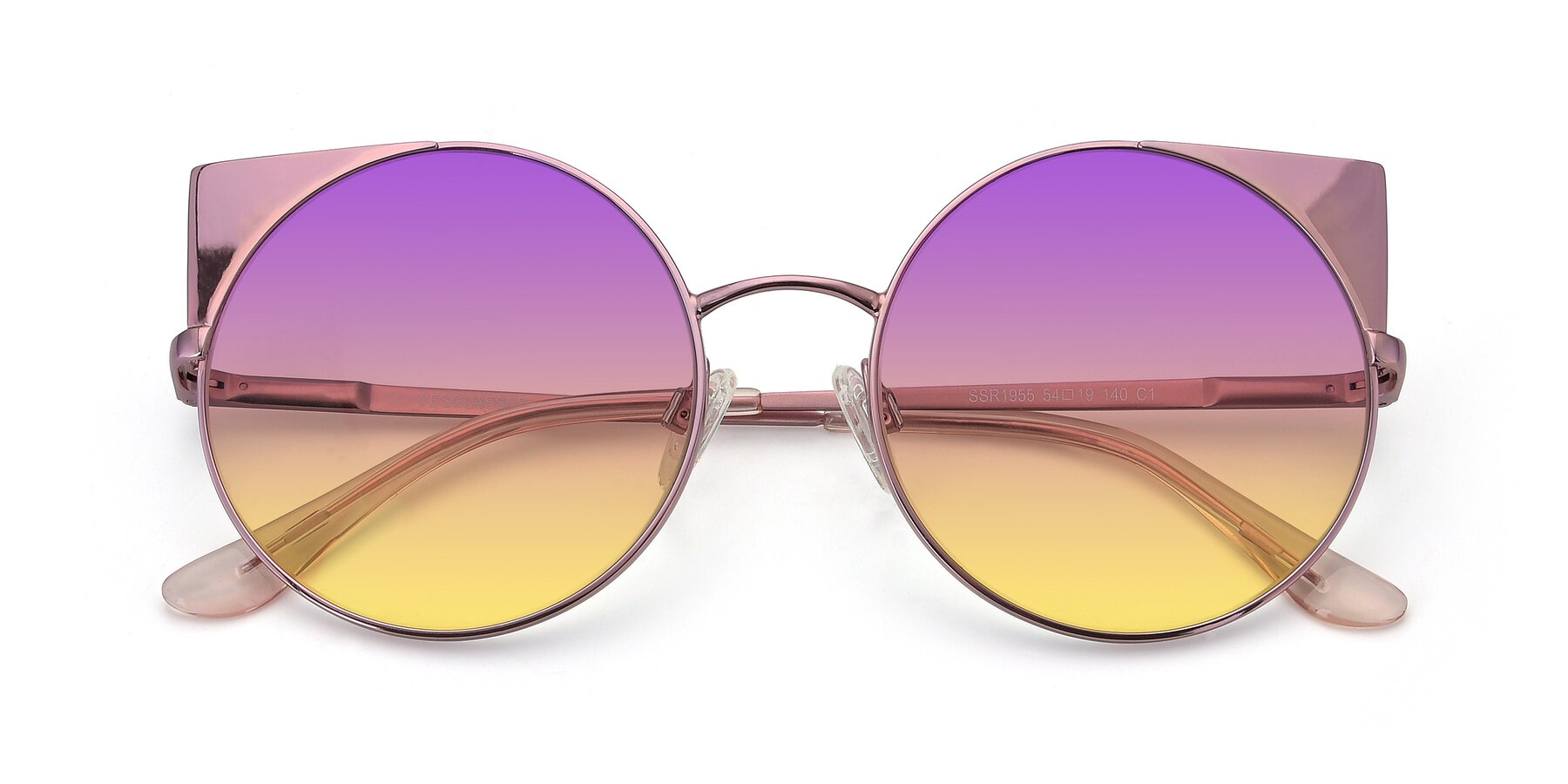 Folded Front of SSR1955 in Pink with Purple / Yellow Gradient Lenses