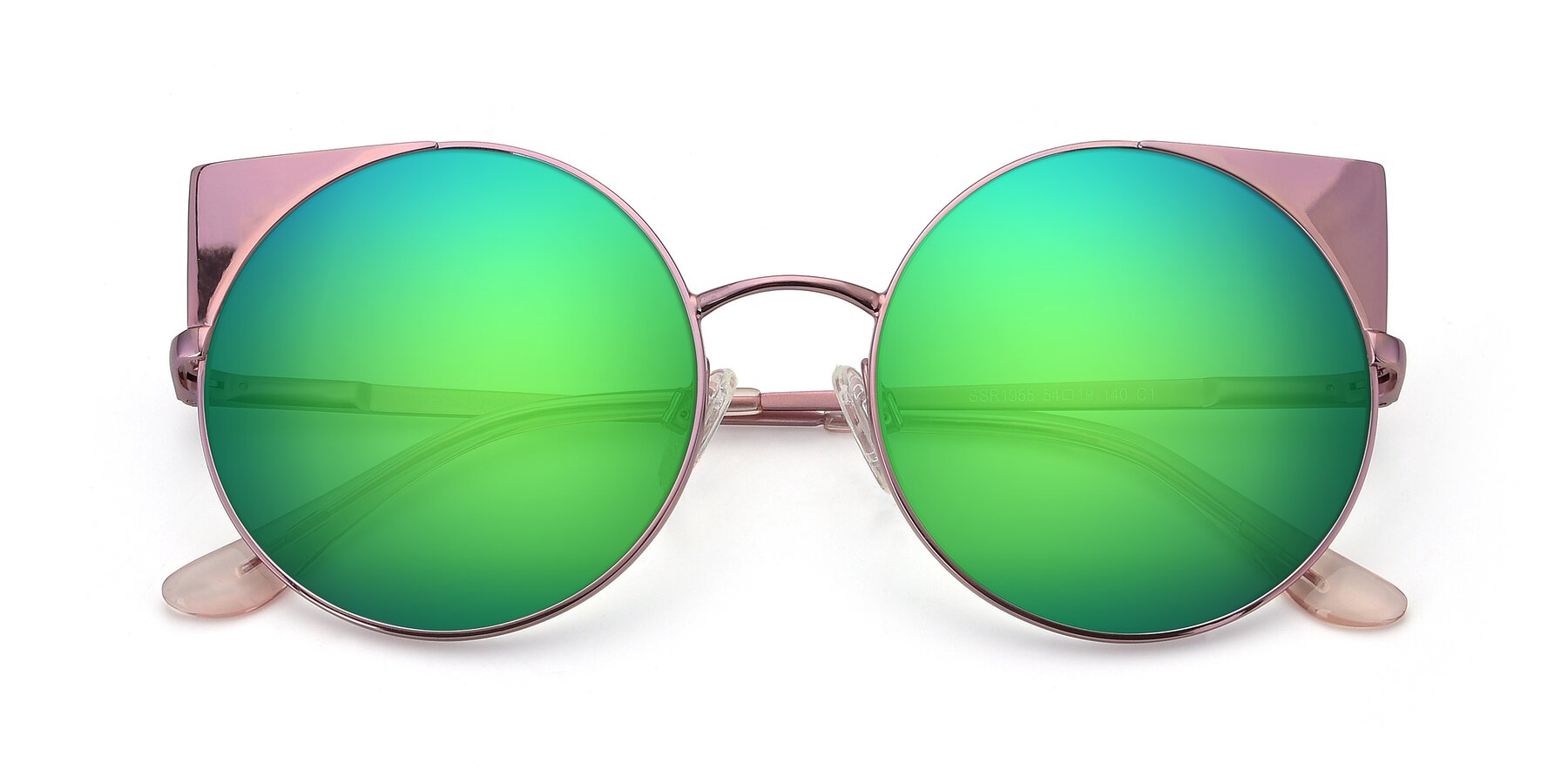 Folded Front of SSR1955 in Pink with Green Mirrored Lenses
