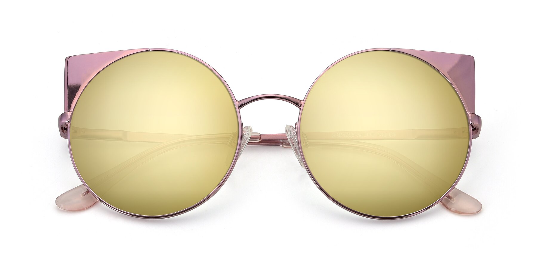 Folded Front of SSR1955 in Pink with Gold Mirrored Lenses