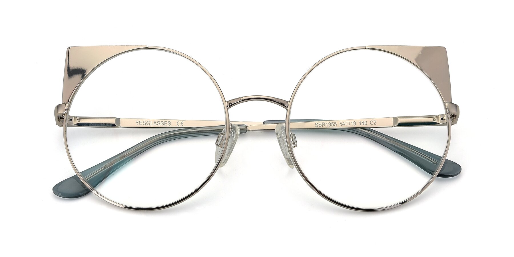 Folded Front of SSR1955 in Silver with Clear Reading Eyeglass Lenses
