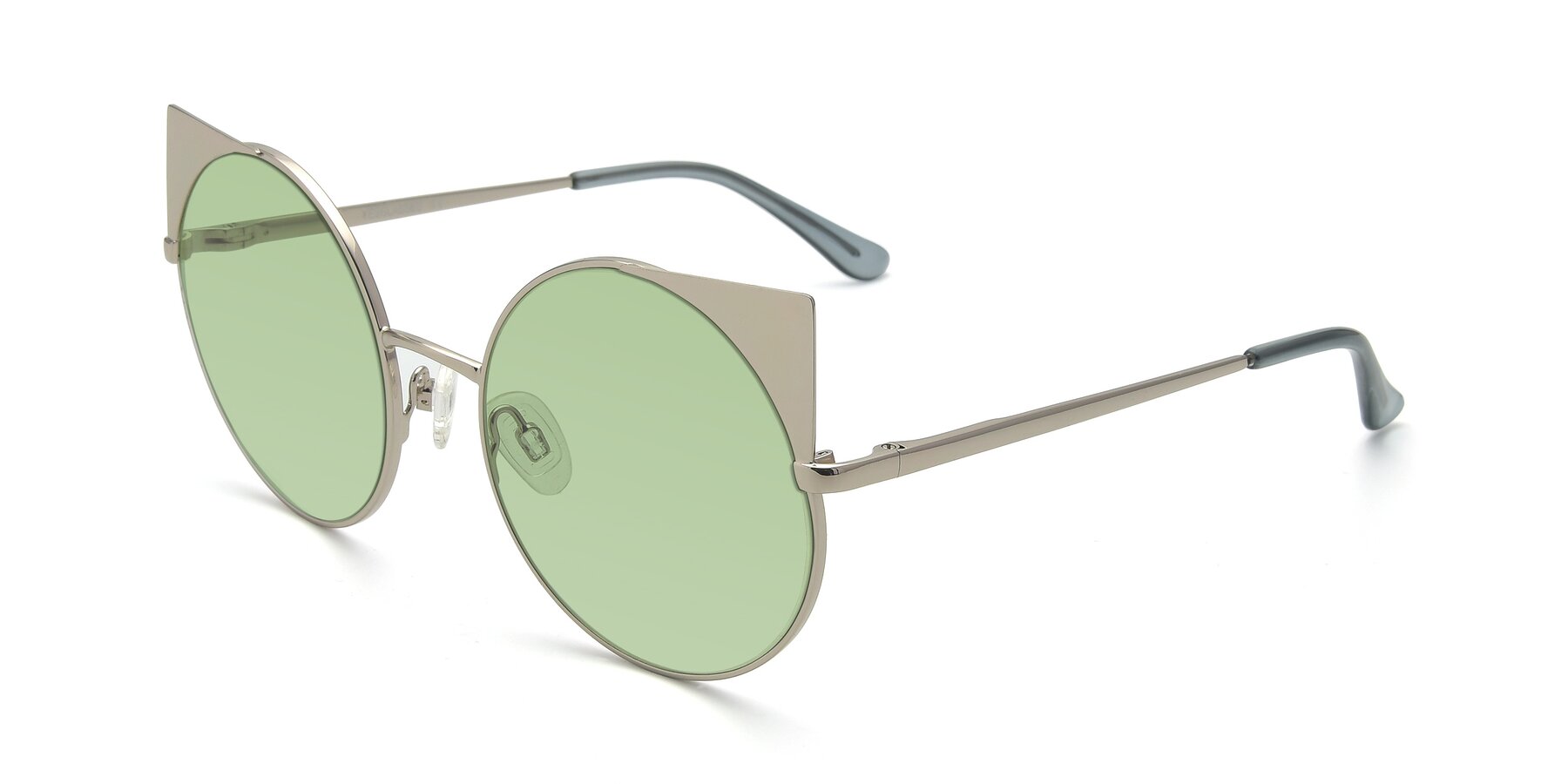 Angle of SSR1955 in Silver with Medium Green Tinted Lenses