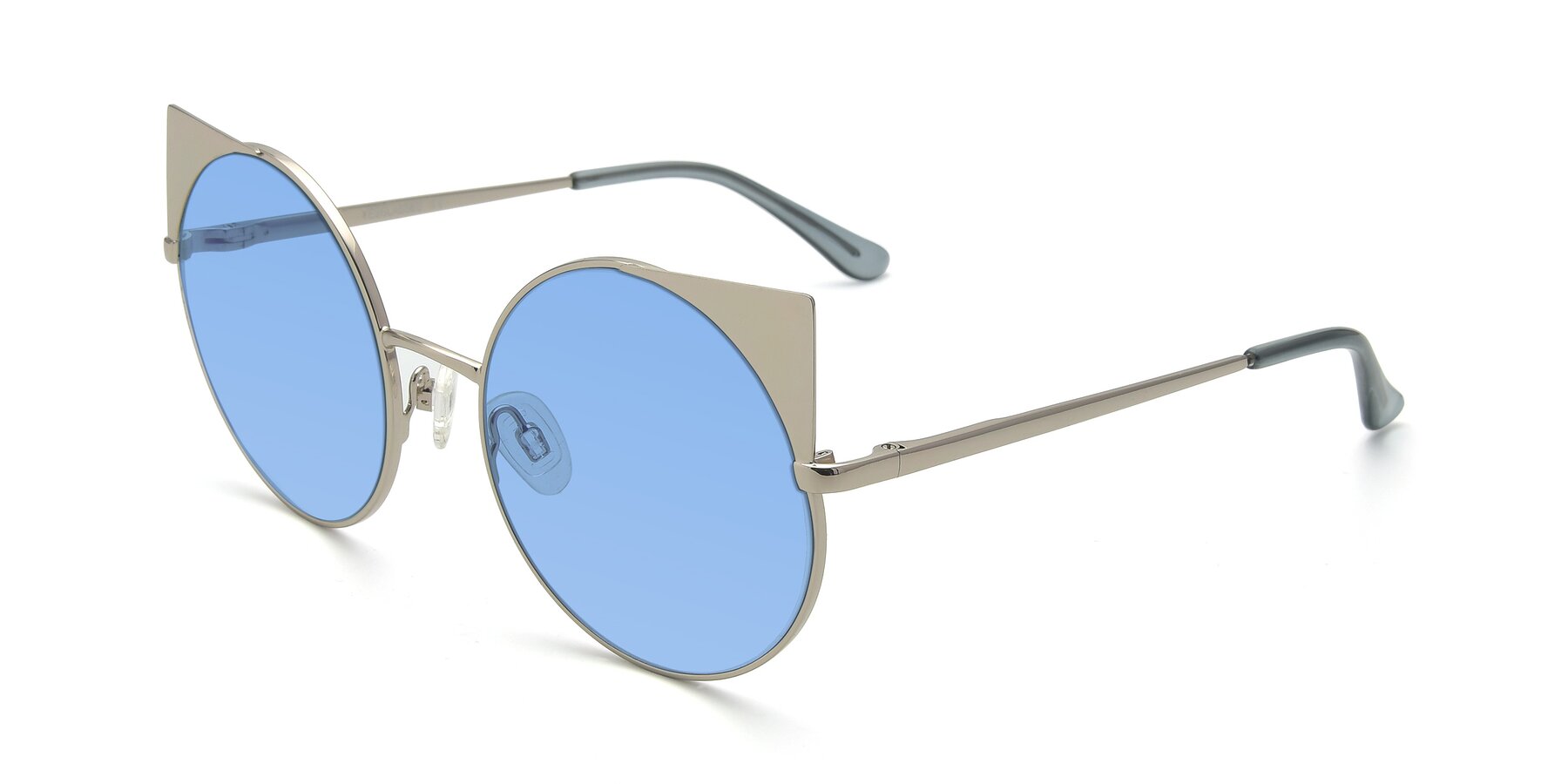 Angle of SSR1955 in Silver with Medium Blue Tinted Lenses