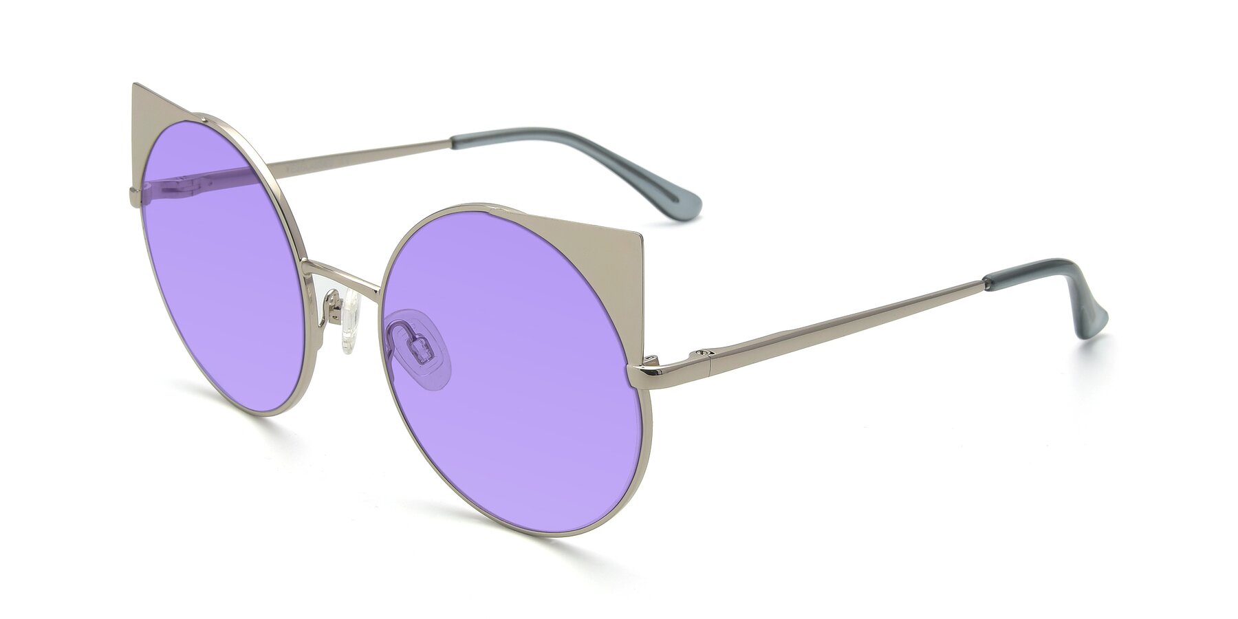 Angle of SSR1955 in Silver with Medium Purple Tinted Lenses
