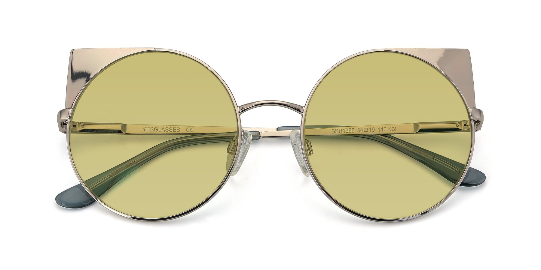 Folded Front of SSR1955 in Silver with Medium Champagne Tinted Lenses