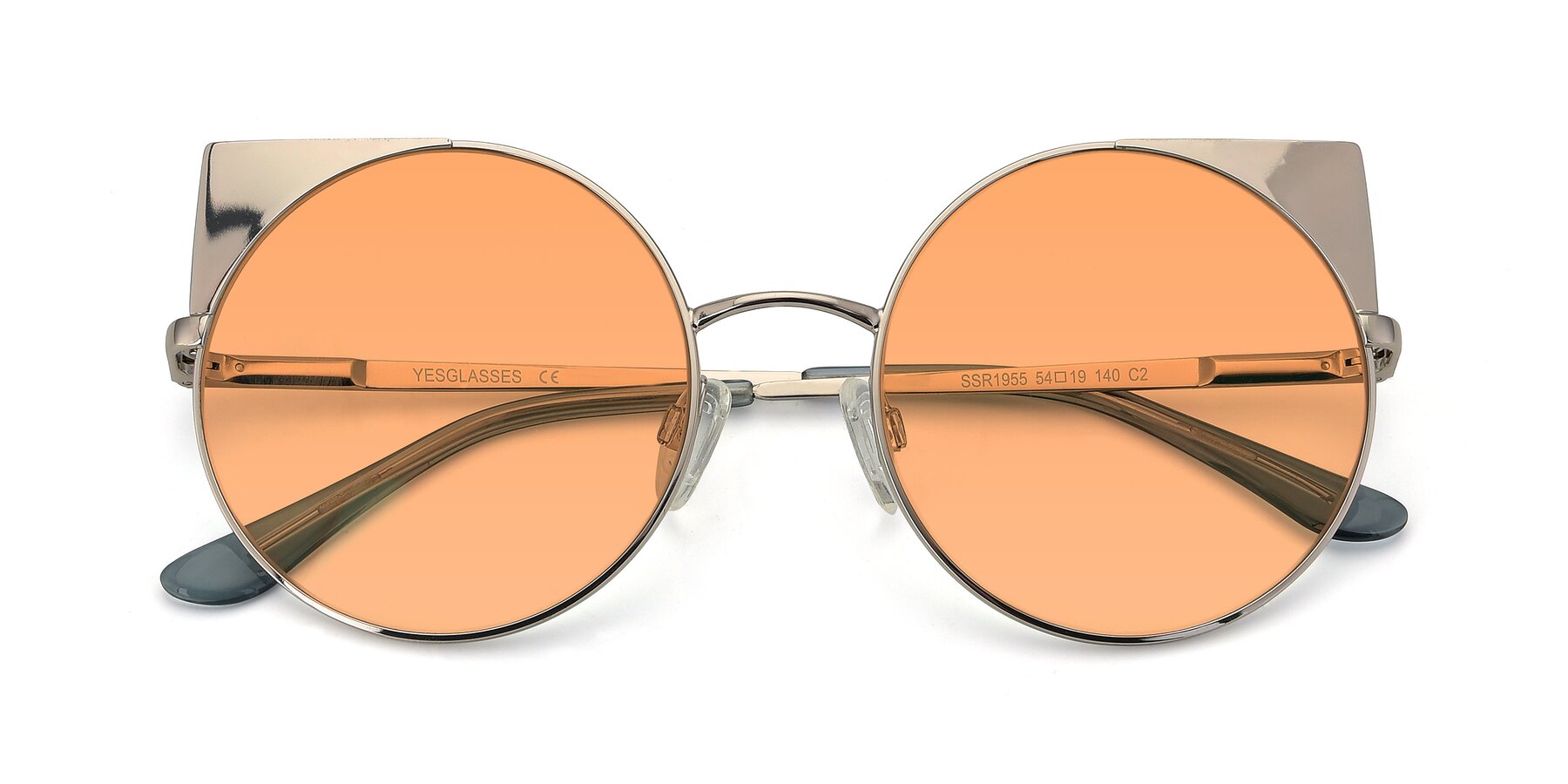 Folded Front of SSR1955 in Silver with Medium Orange Tinted Lenses